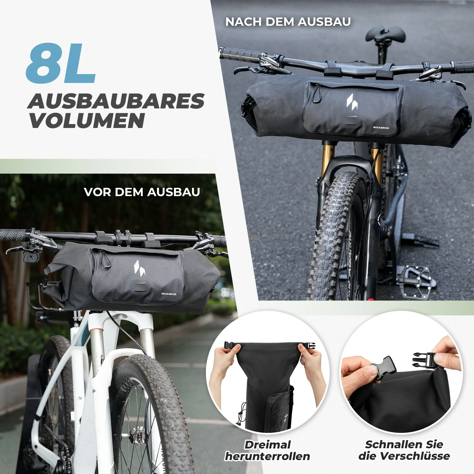 100% Wasserdichtes Fahrradtasche Lenkertasche 8L AS-154 RideMate - Image 5