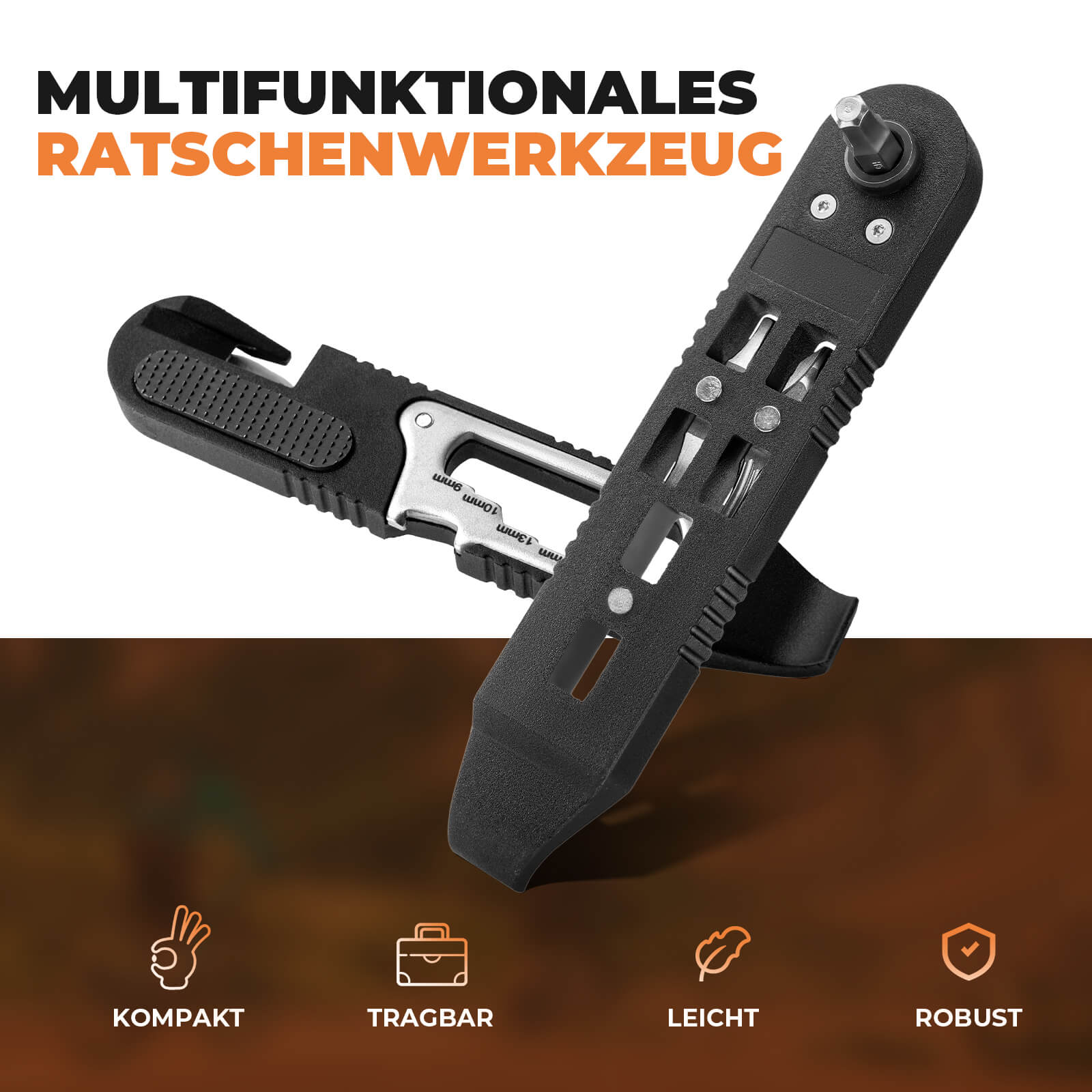 16 in 1 Fahrradwerkzeug Mini Tool Set Reifenheber mit Ratschenschlüssel - Image 3