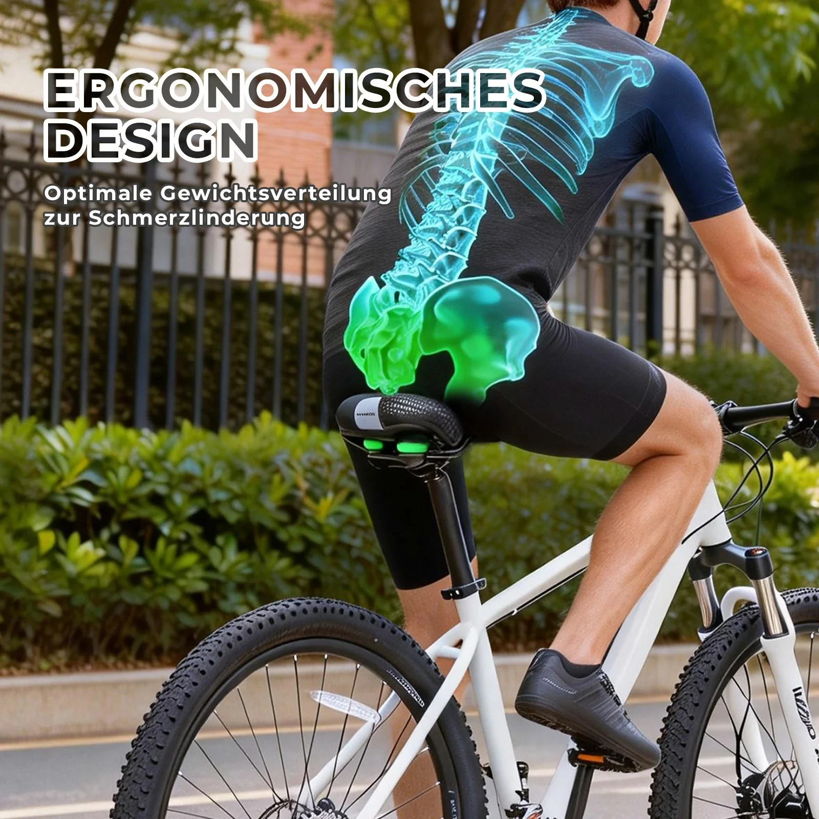 Bequemer Fahrradsattel, Ergonomisch Fahrrad Sattel Mit Druckentlastung & Belüftung, Hochdichter Schaumstoff, Doppelte Federung - Image 7