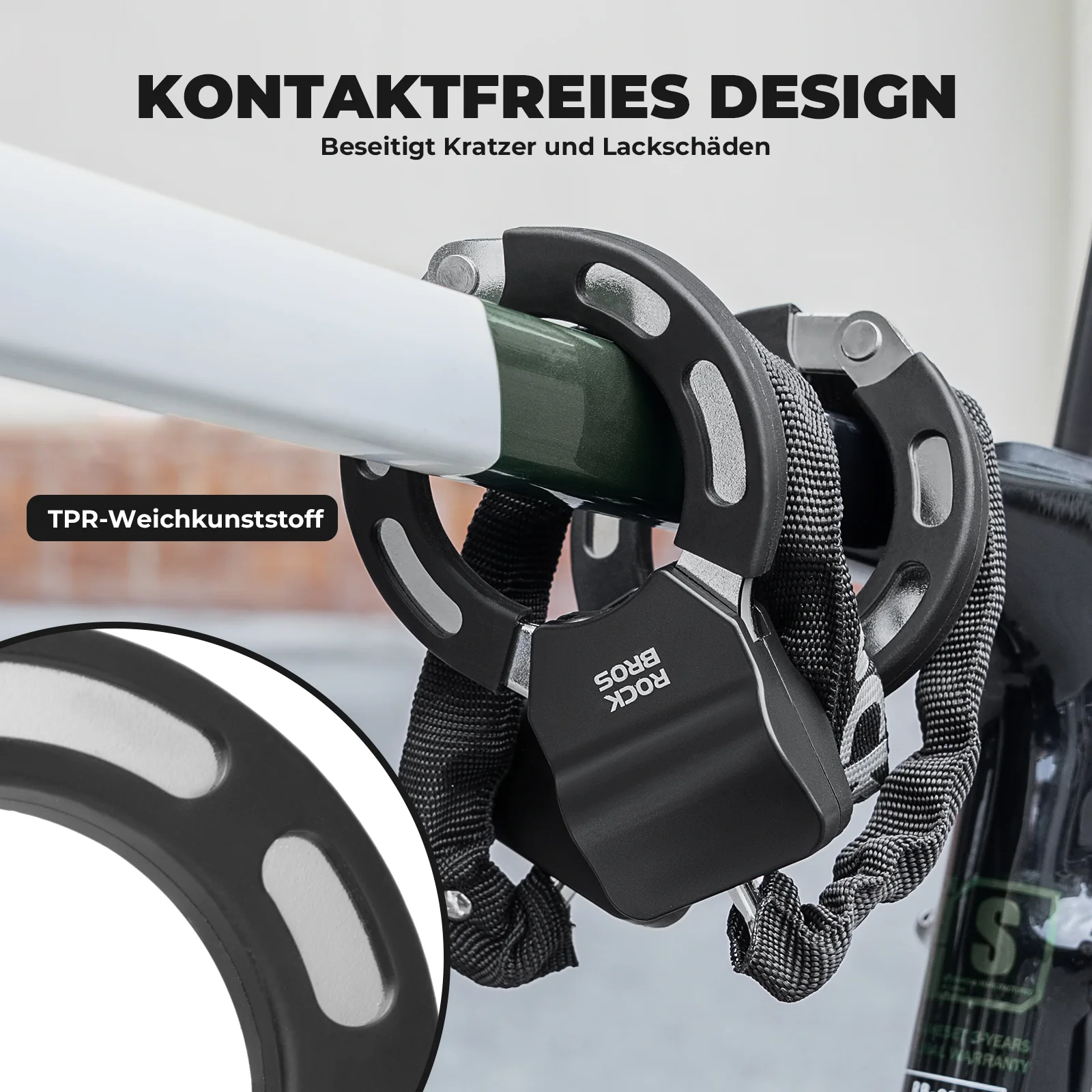 E-Scooter Schloss mit 59,5 cm Stahlkette, Fahrradschloss für Roller & Fahrrad - Image 6