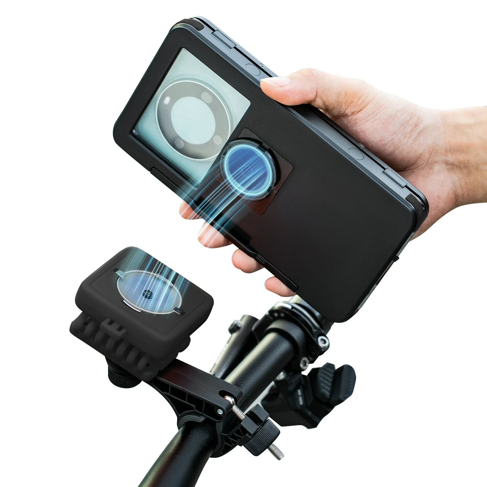 Fahrrad Handyhalterung Magnetische, 4,7–6,9 Zoll Smartphones, Lenkerhalterung 22,2–31,8 mm