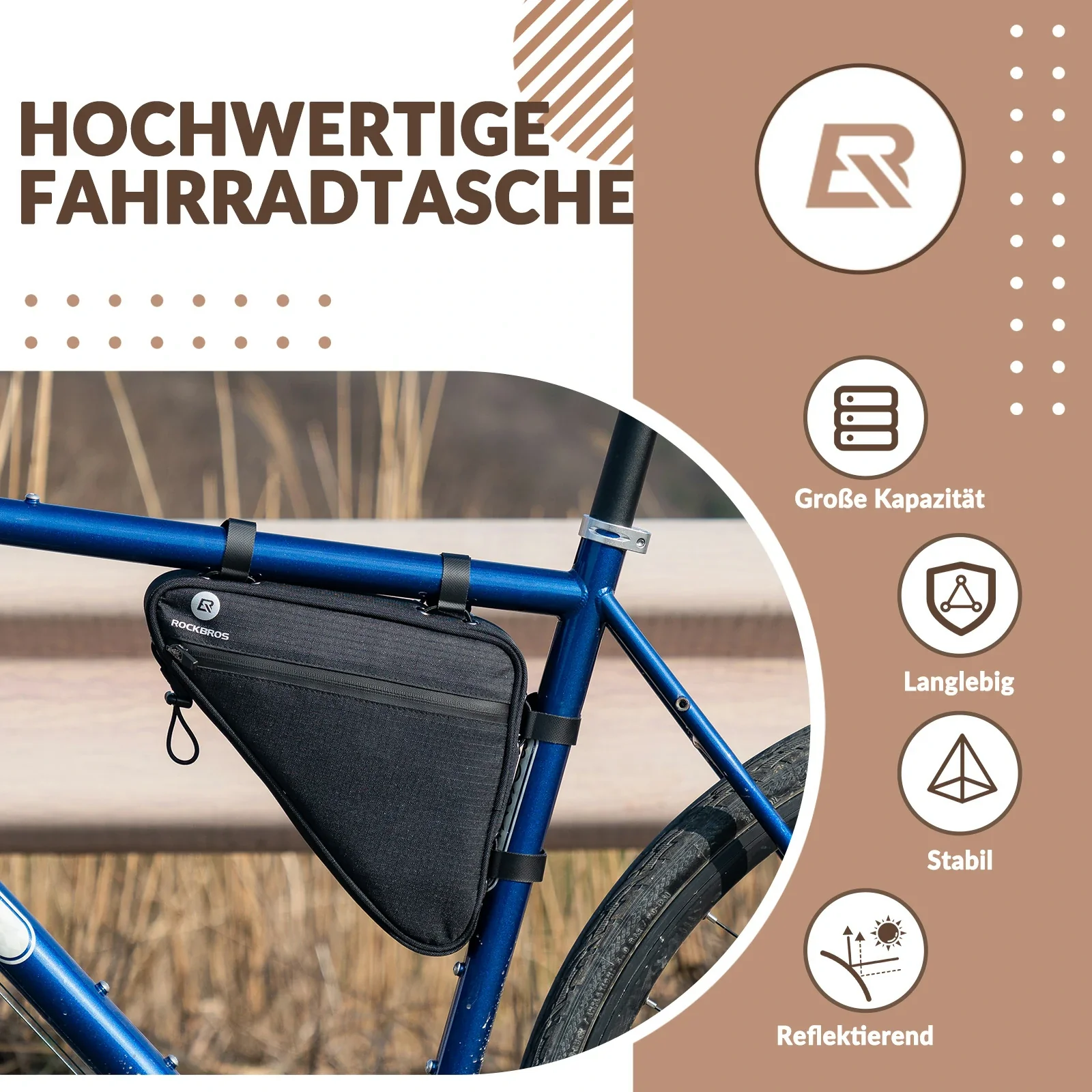 Fahrrad Rahmentasche Fahrradtasche Dreieckstasche 1,5 L Reflektierend - Image 4