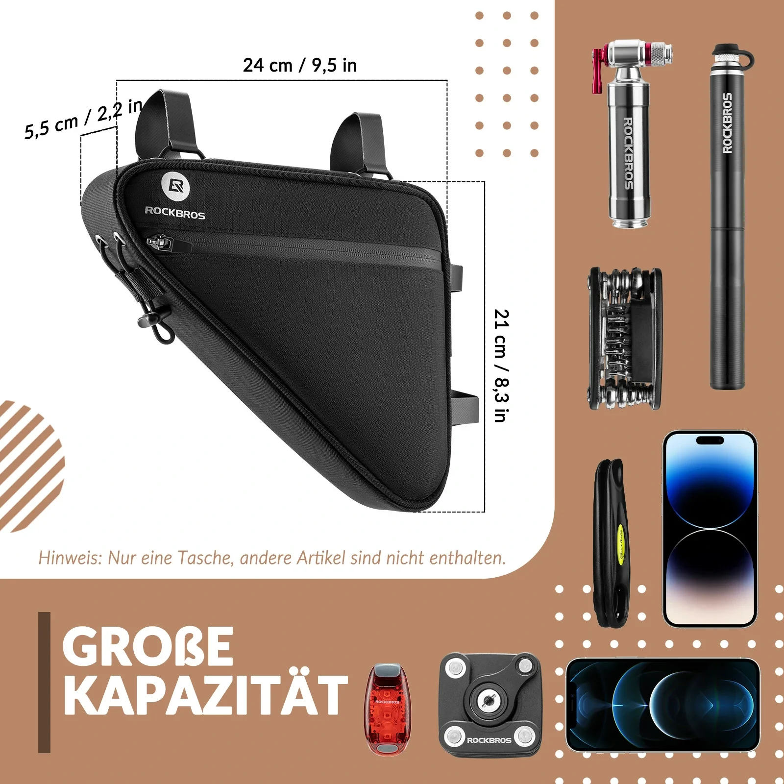 Fahrrad Rahmentasche Fahrradtasche Dreieckstasche 1,5 L Reflektierend - Image 5