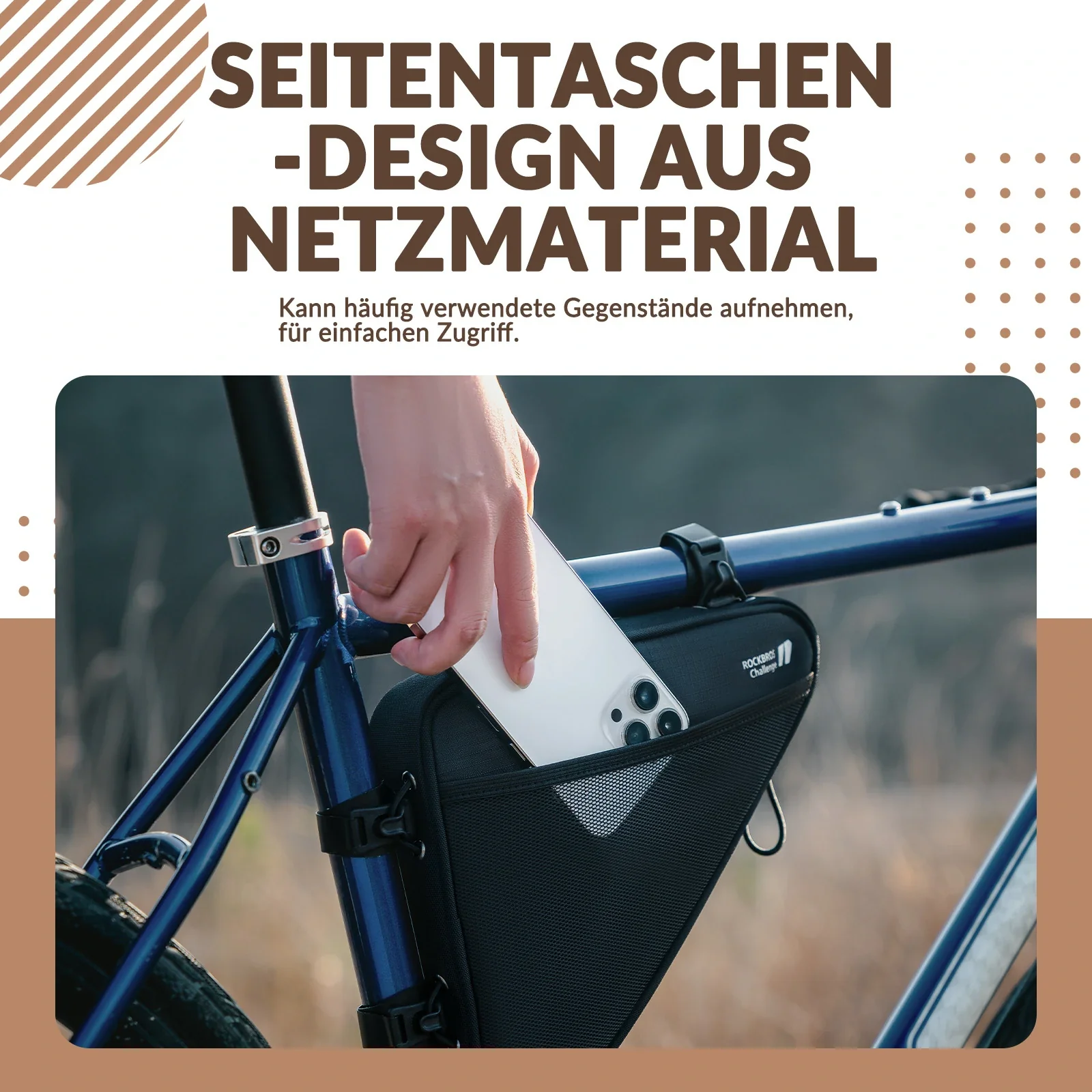 Fahrrad Rahmentasche Fahrradtasche Dreieckstasche 1,5 L Reflektierend - Image 7