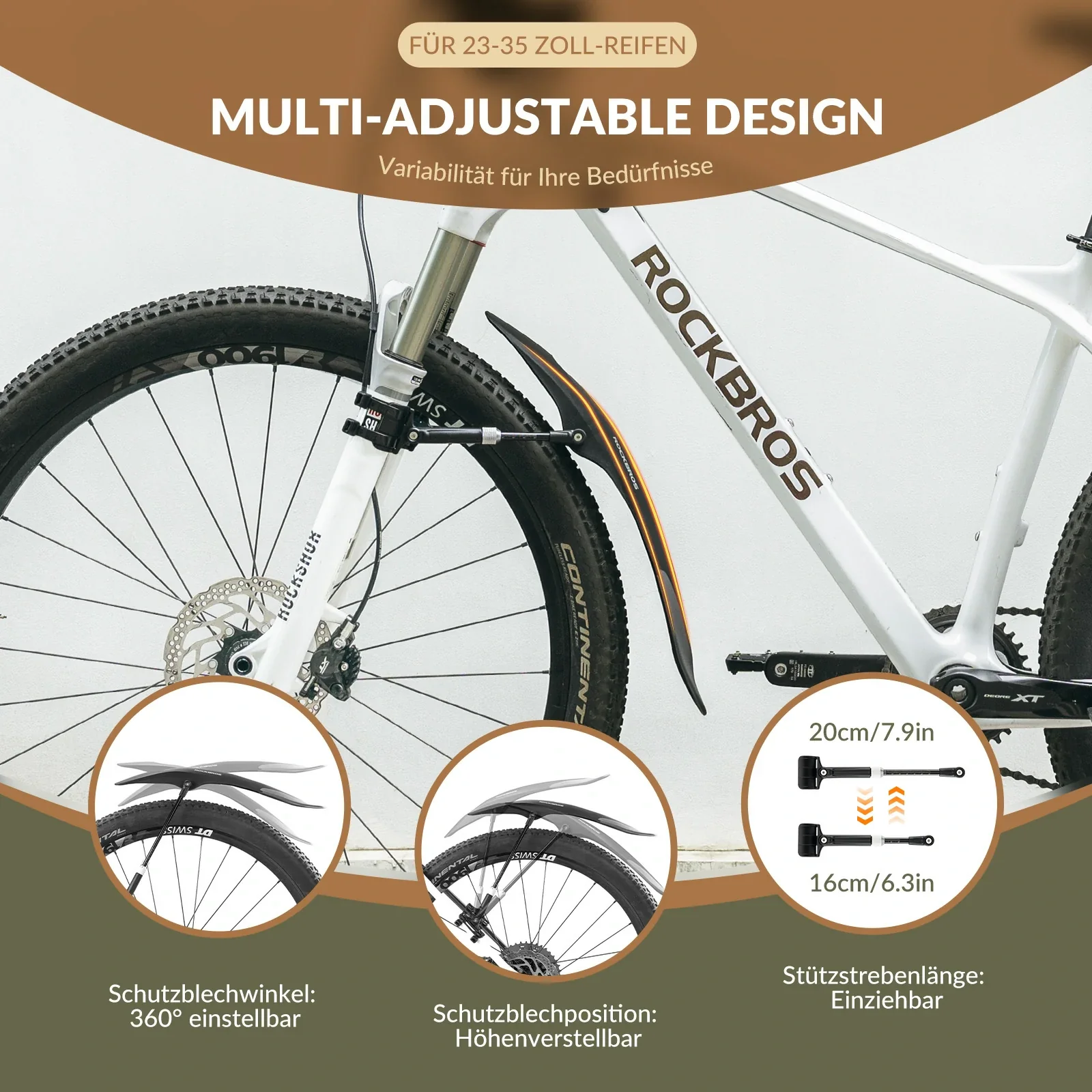 Fahrrad Schutzbleche Set Vorne/Hinten Flexible Fahrradschutzblech Verstellbar - Image 14