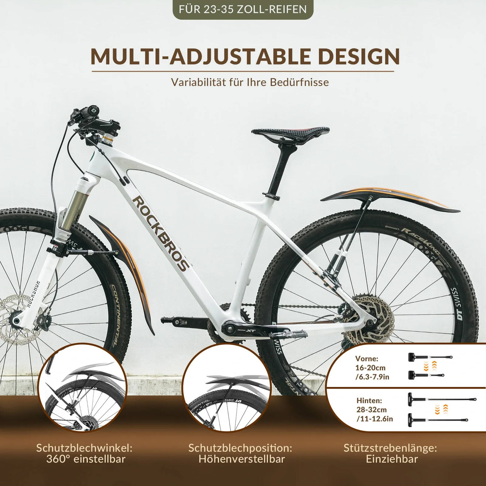 Fahrrad Schutzbleche Set Vorne/Hinten Flexible Fahrradschutzblech Verstellbar - Image 17