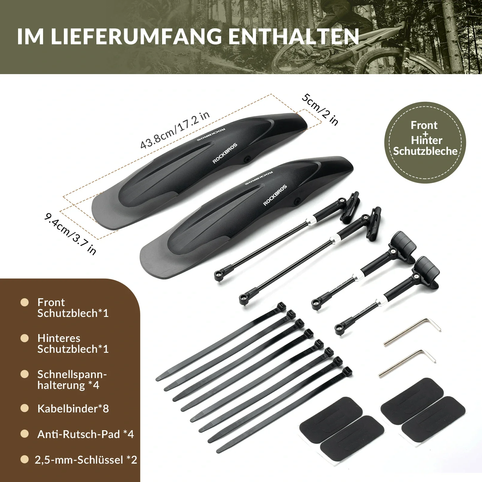 Fahrrad Schutzbleche Set Vorne/Hinten Flexible Fahrradschutzblech Verstellbar - Image 19