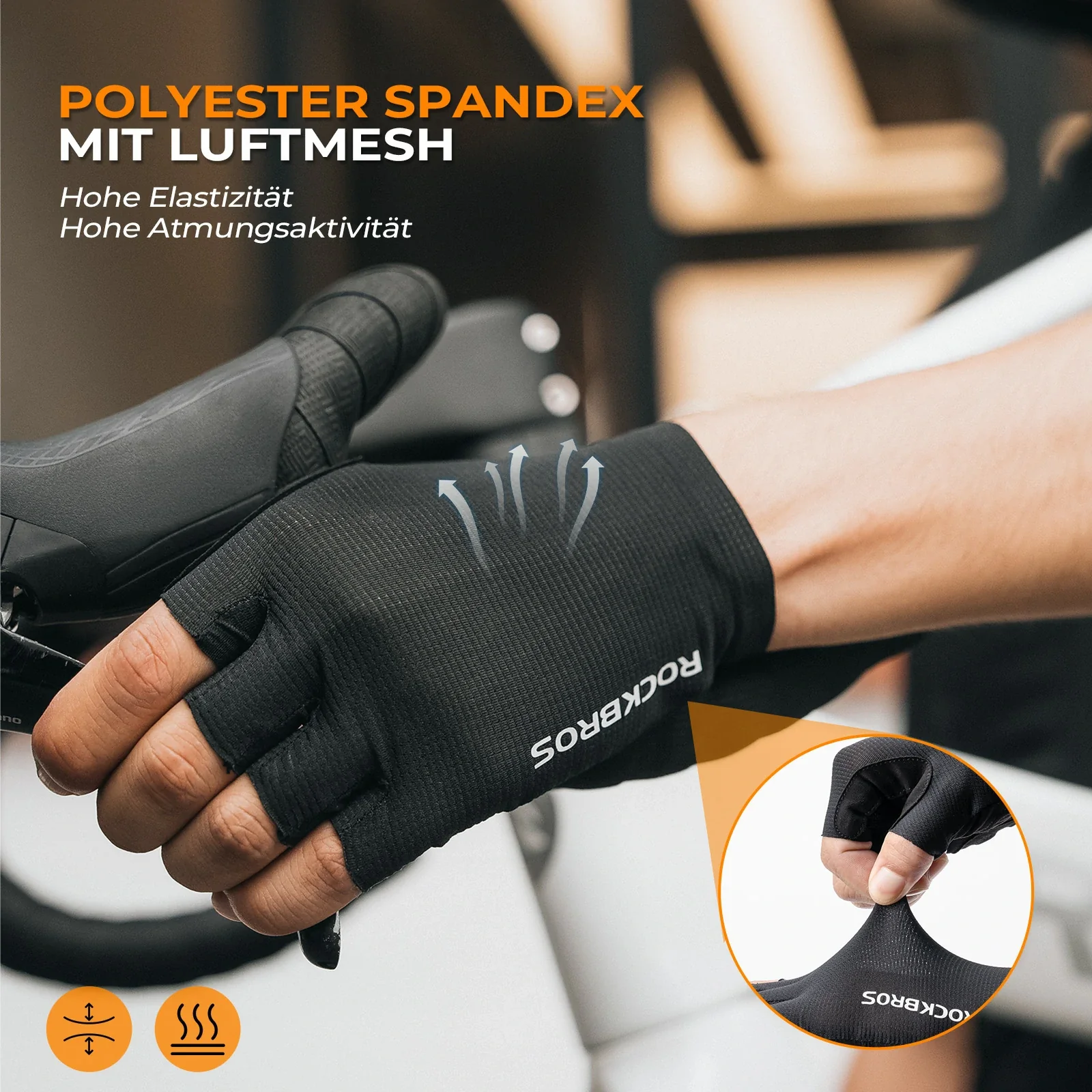 Fahrradhandschuhe Halbfinger mit stoßdämpfender SBR-Polsterung - S396 - Image 7