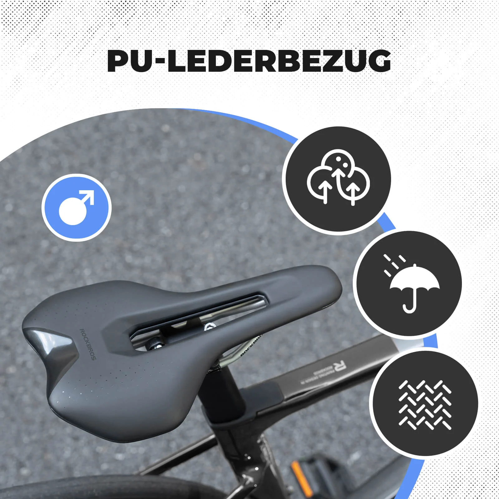 Fahrradsattel Ergonomisch Wasserdicht Atmungsaktiv Herren - Image 3