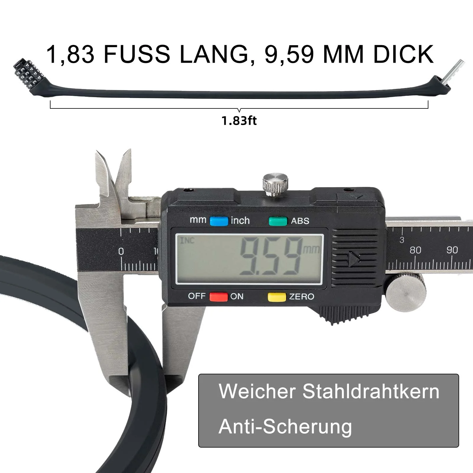 Fahrradschloss mit 4-Stellig Zahlencode 65cm lang - Image 9