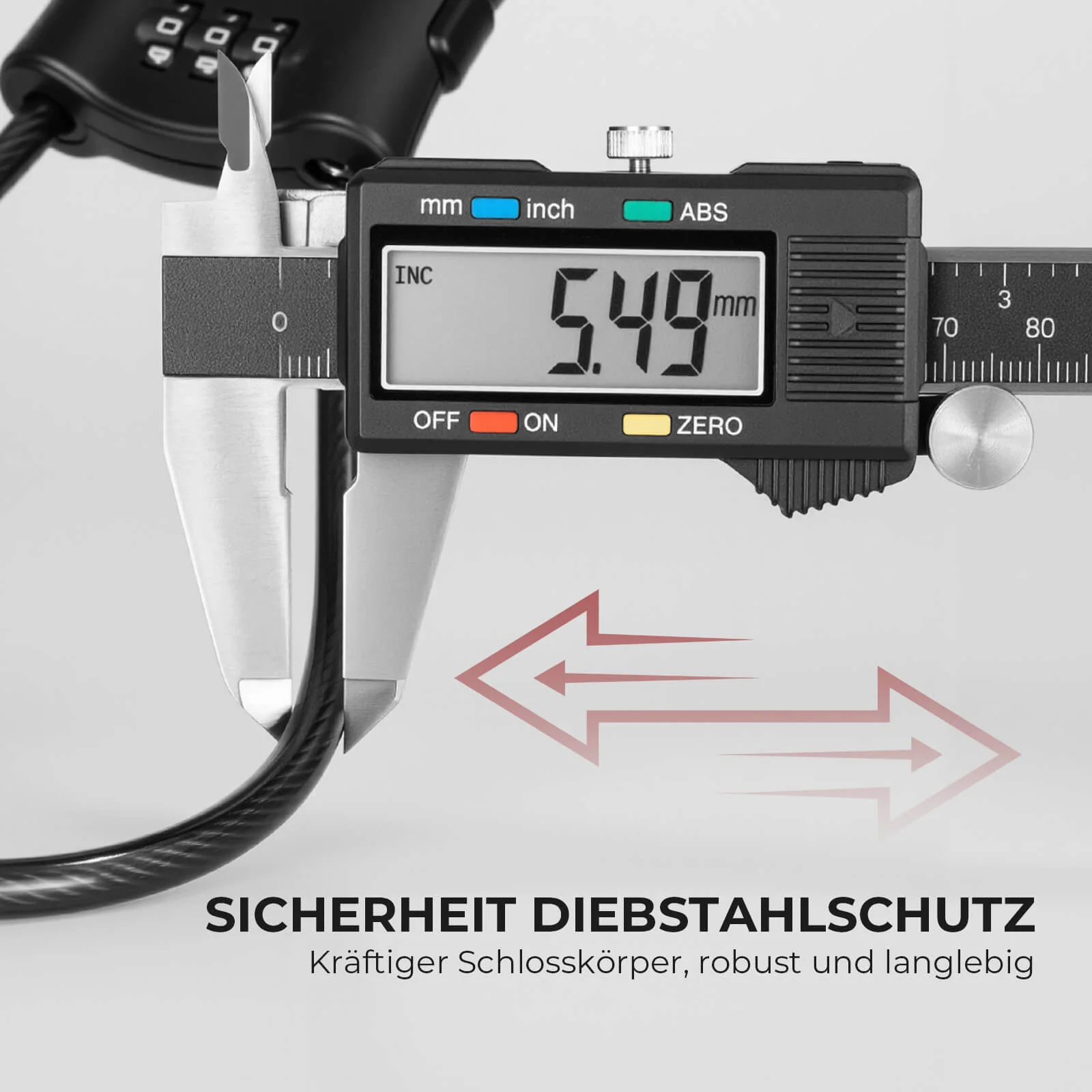 Fahrradschloss mit 5,5 mm Stahlkabel Doppelring - Image 4