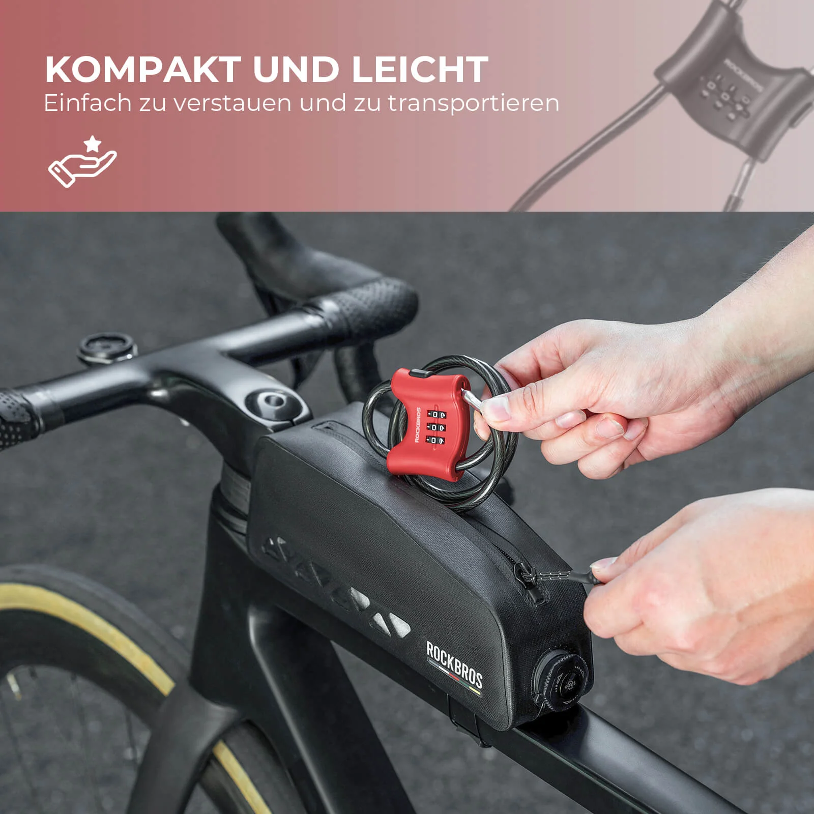 Fahrradschloss mit 5,5 mm Stahlkabel Doppelring - Image 5