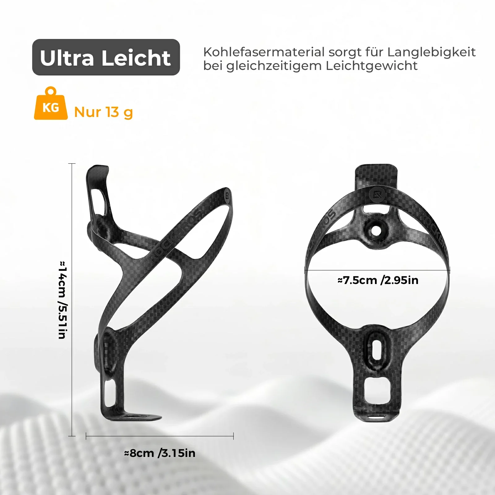 Flaschenhalter Fahrrad Voll Carbon 13g - Image 5