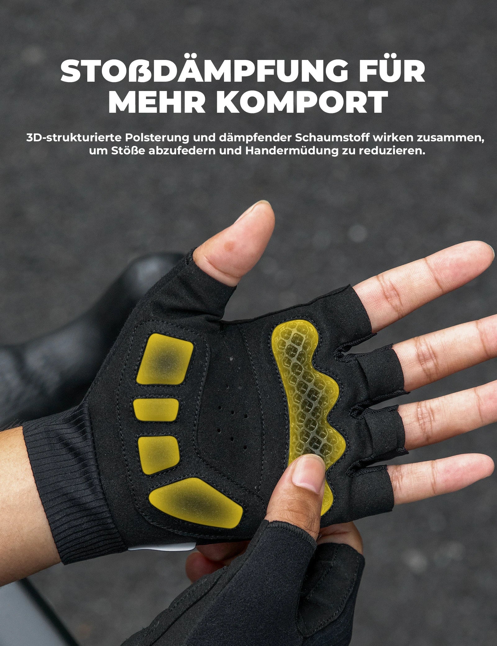 Halbfinger-Fahrradhandschuhe Sommer Elastisch & Atmungsaktiv, Anti-Rutsch- und Dämpfungspolster - Image 4