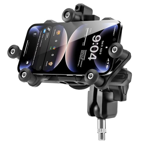 Handyhalterung Motorrad Universal Handyhalter Fahrrad mit Stoßdämpfer für 4.9-7.3 Zoll Smartphone
