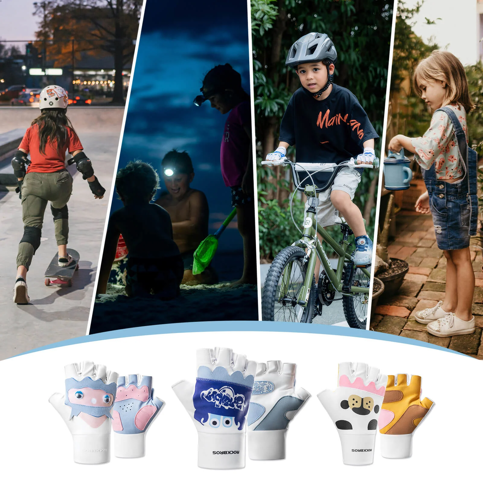 Kinder Halbfinger Fingerlose Fahrradhandschuhe - Image 4