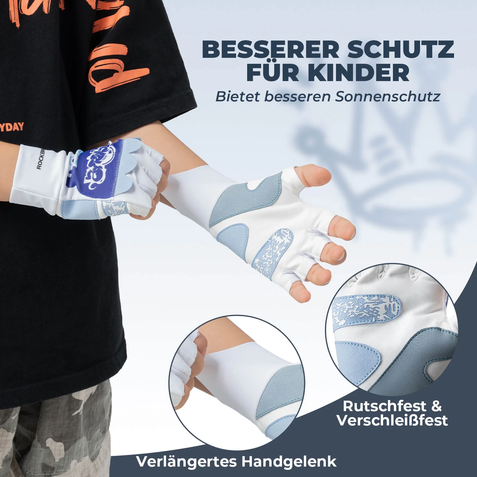 Kinder Halbfinger Fingerlose Fahrradhandschuhe - Image 6
