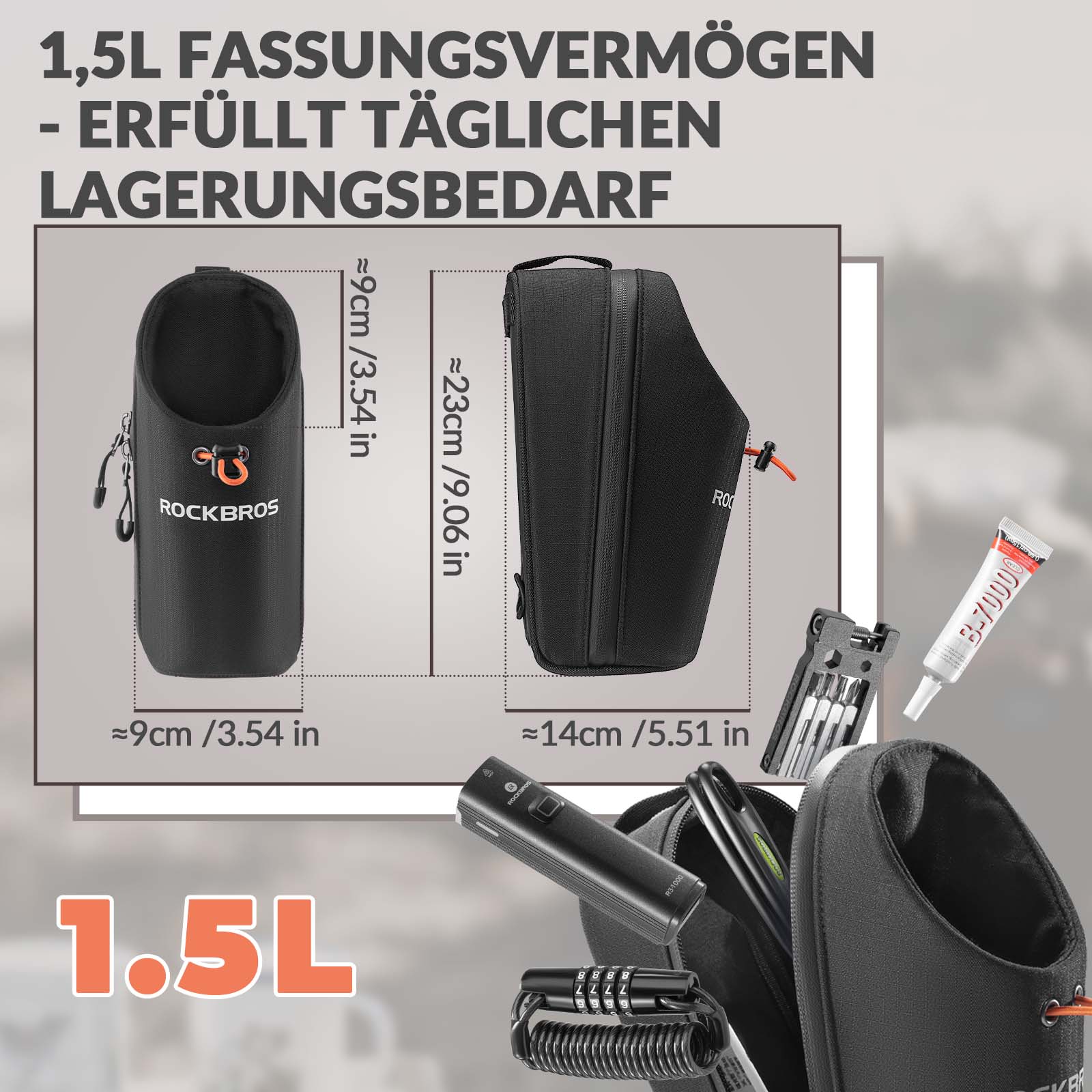 Lenkertasche Flaschentasche Trinkflaschenhalter Multifunktionales Design - Image 5