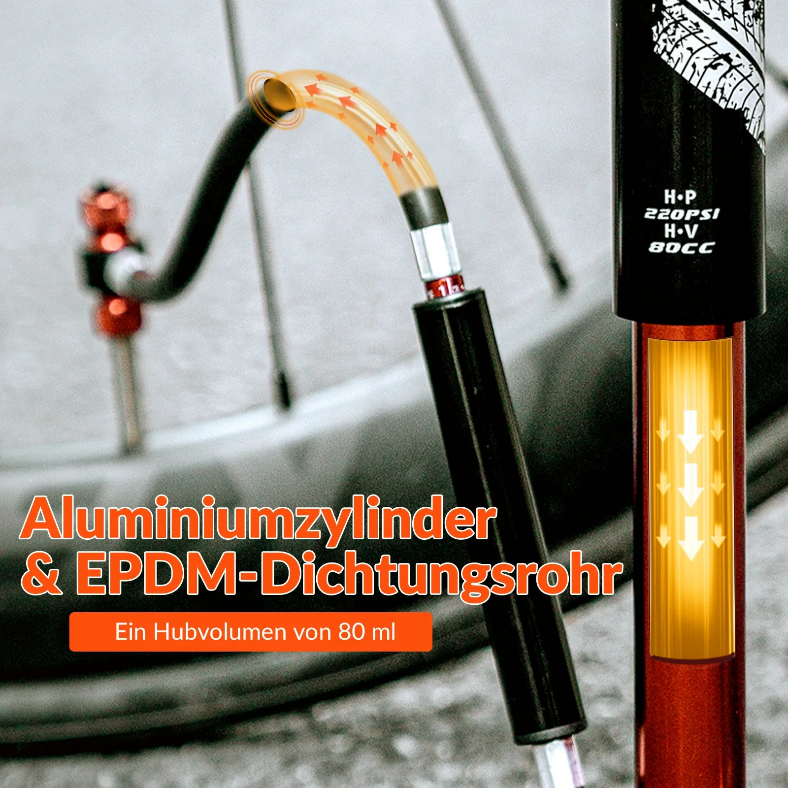 Mini Fahrradpumpe 220PSI Hoher Druck Aluminium Luftpumpe - Image 4