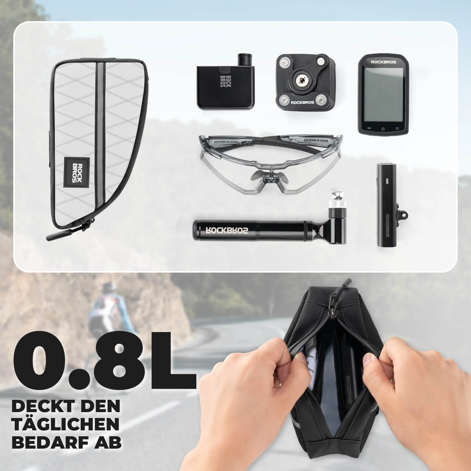 Oberrohrtasche 0,8L Leicht fĂŒr Klapprad FaltrĂ€der - Image 10