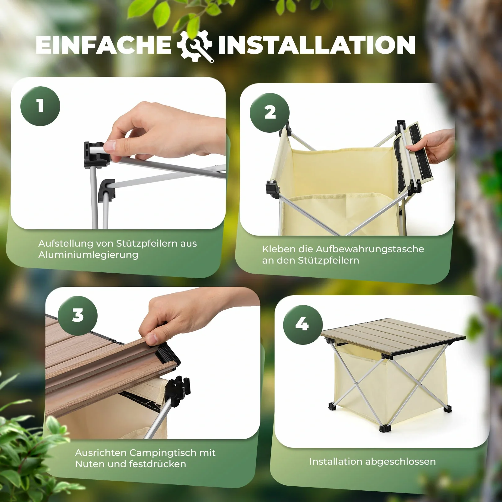 Qunature Klapptisch Campingtisch Picknicktisch Alu mit Stauraum Wasserdicht - Image 5