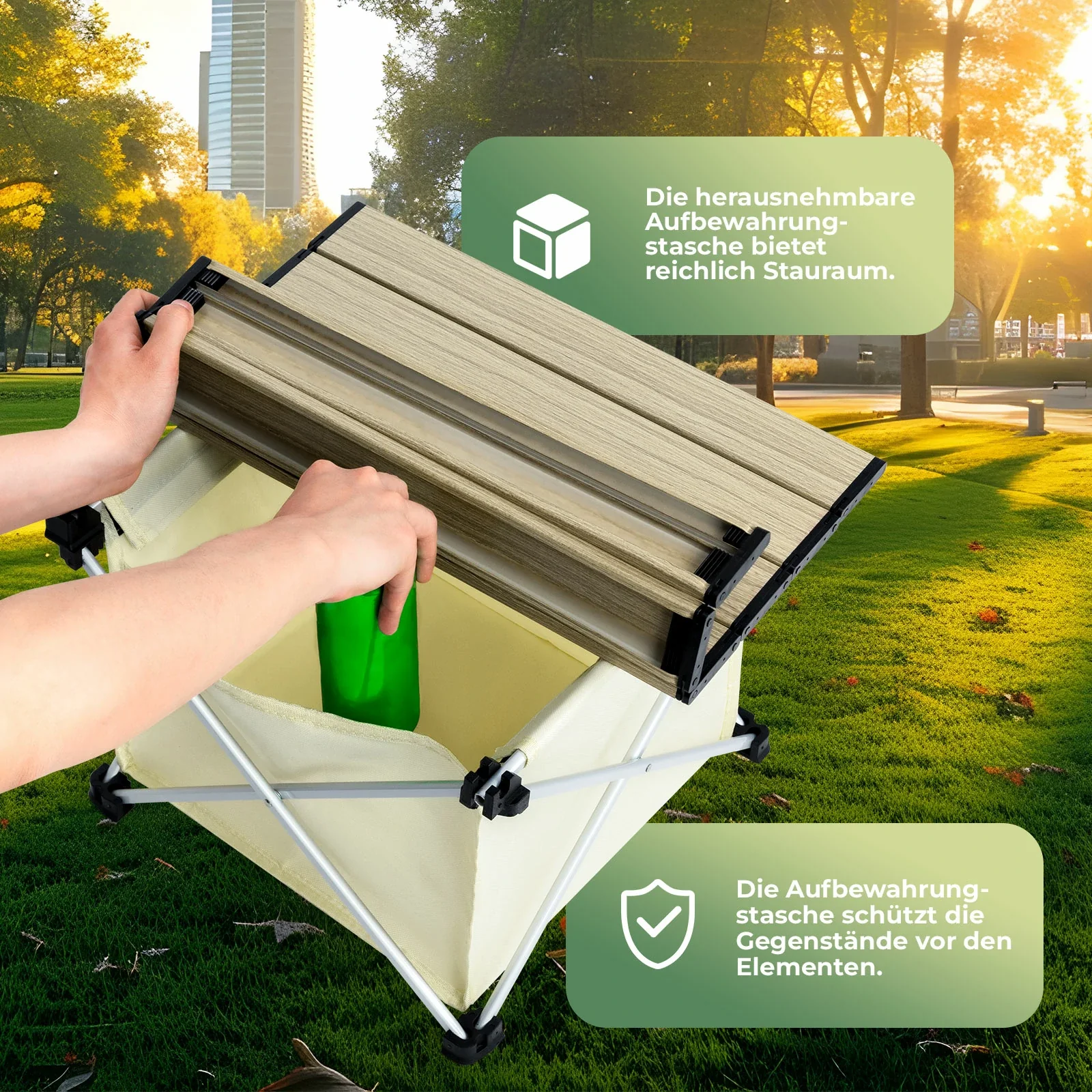 Qunature Klapptisch Campingtisch Picknicktisch Alu mit Stauraum Wasserdicht - Image 8