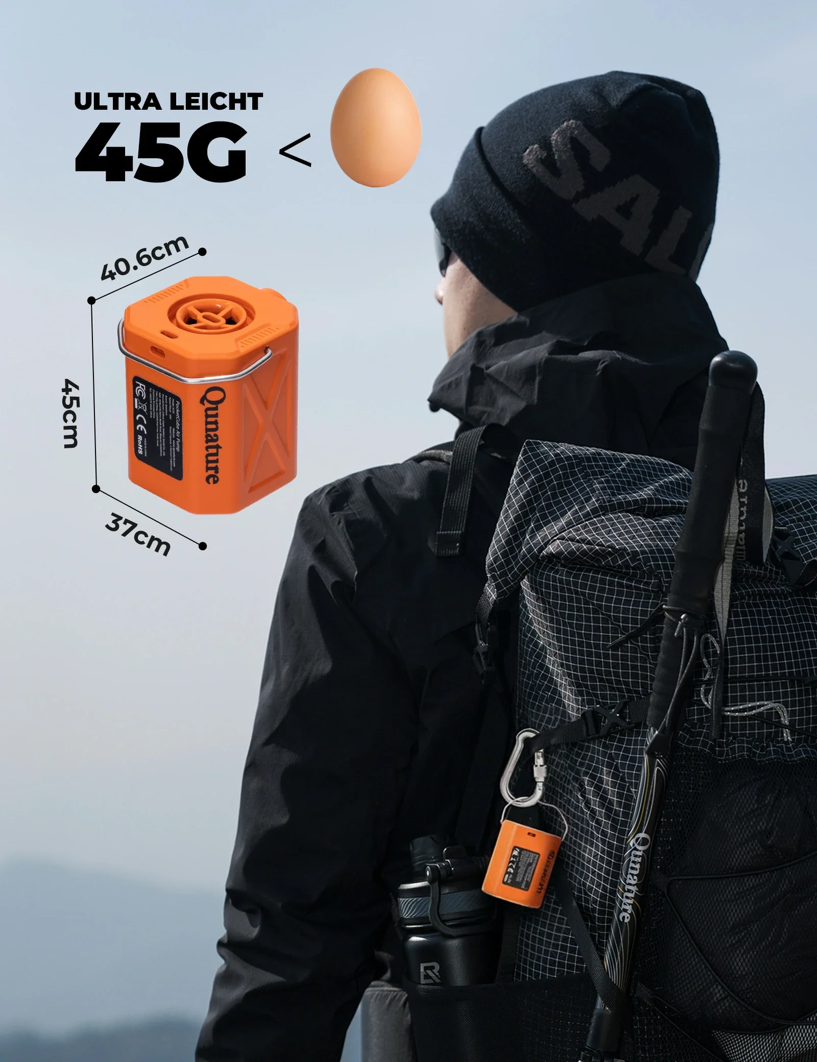 Qunature Mini Elektrische Luftpumpe, Tragbare Ultraleichte 45g Pump mit USB Schnellladung 5 Luftdüse - Image 4