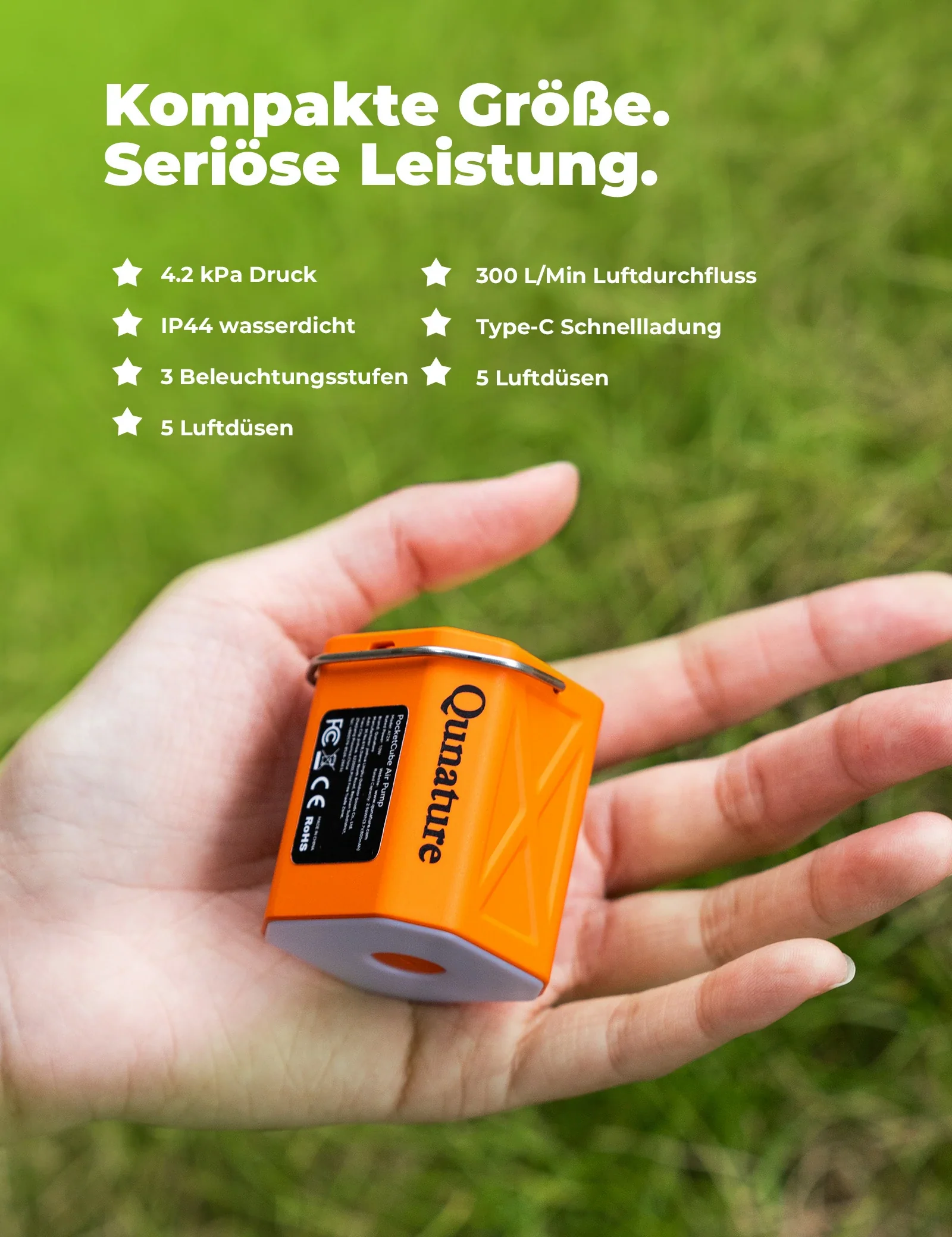 Qunature Mini Elektrische Luftpumpe, Tragbare Ultraleichte 45g Pump mit USB Schnellladung 5 Luftdüse - Image 7