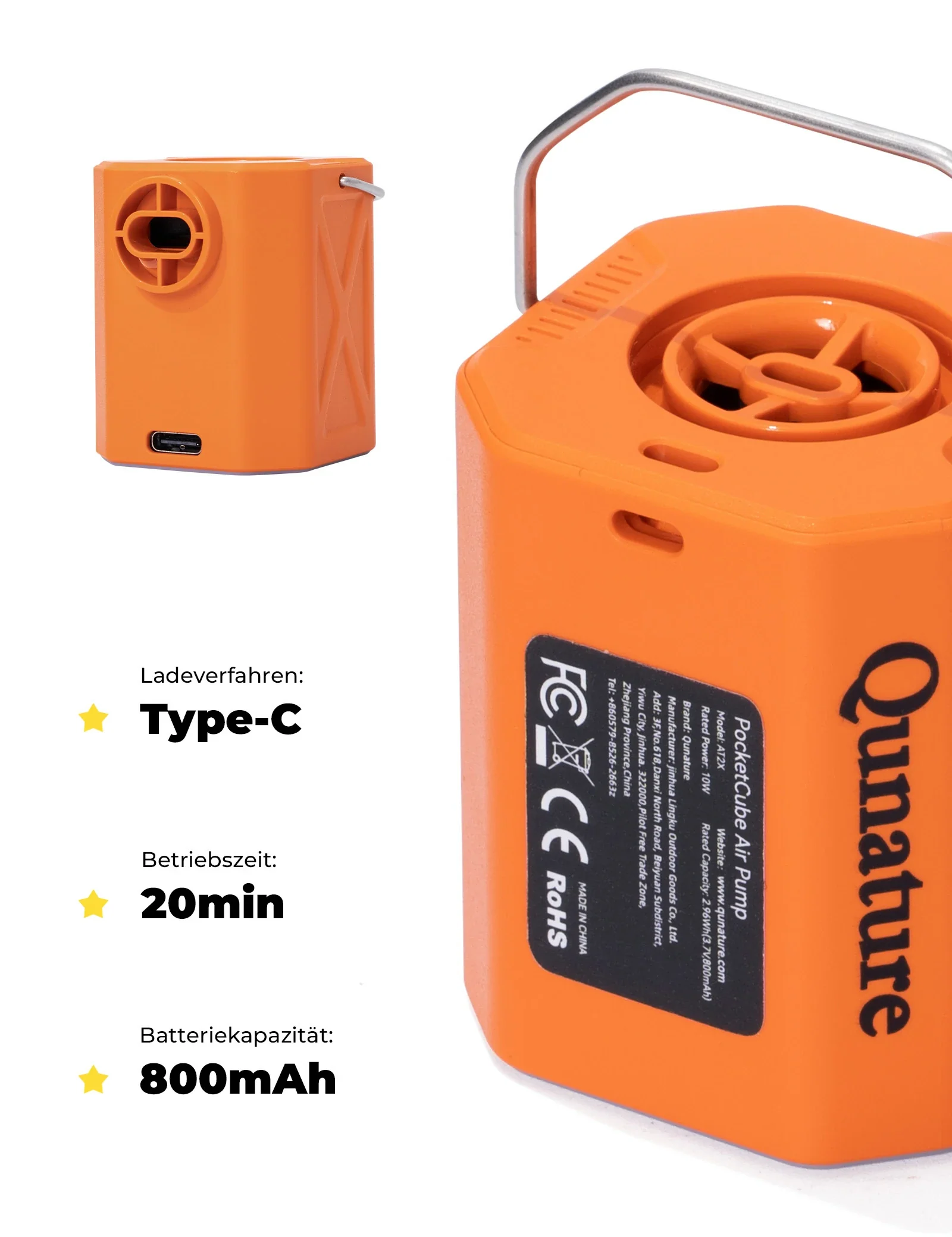 Qunature Mini Elektrische Luftpumpe, Tragbare Ultraleichte 45g Pump mit USB Schnellladung 5 Luftdüse - Image 8