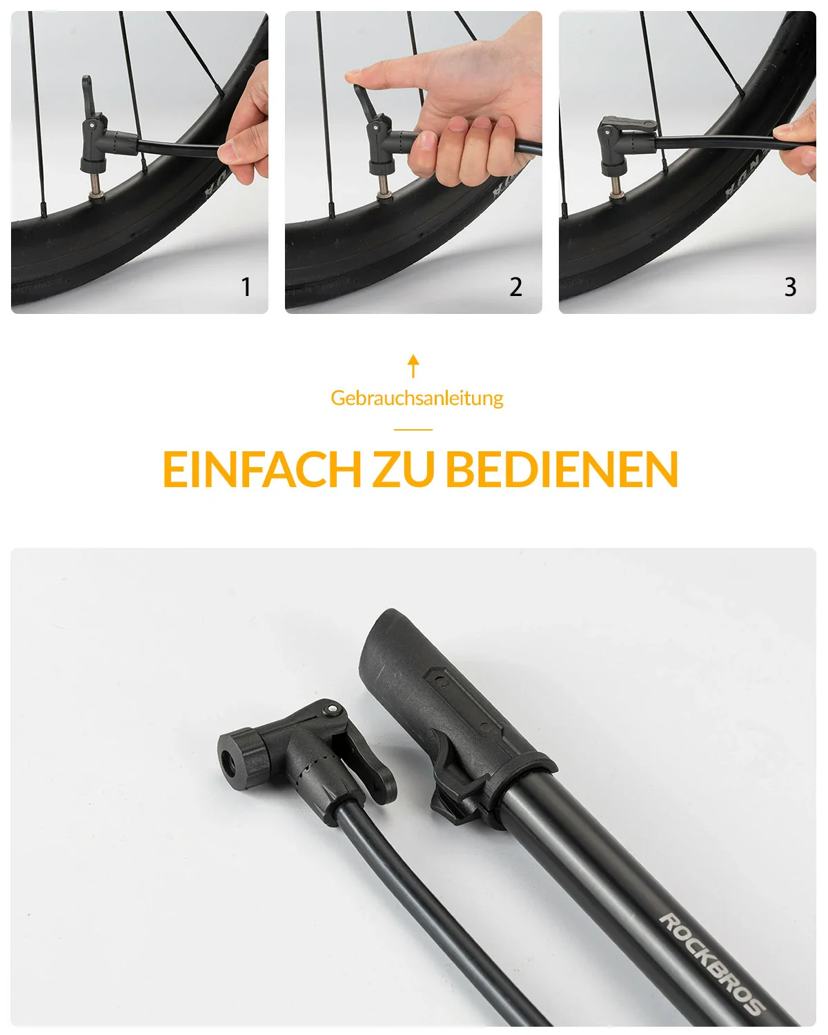 Rahmenpumpe Mini Fahrradpumpe 120 PSI / 8,27 Bar - Image 6