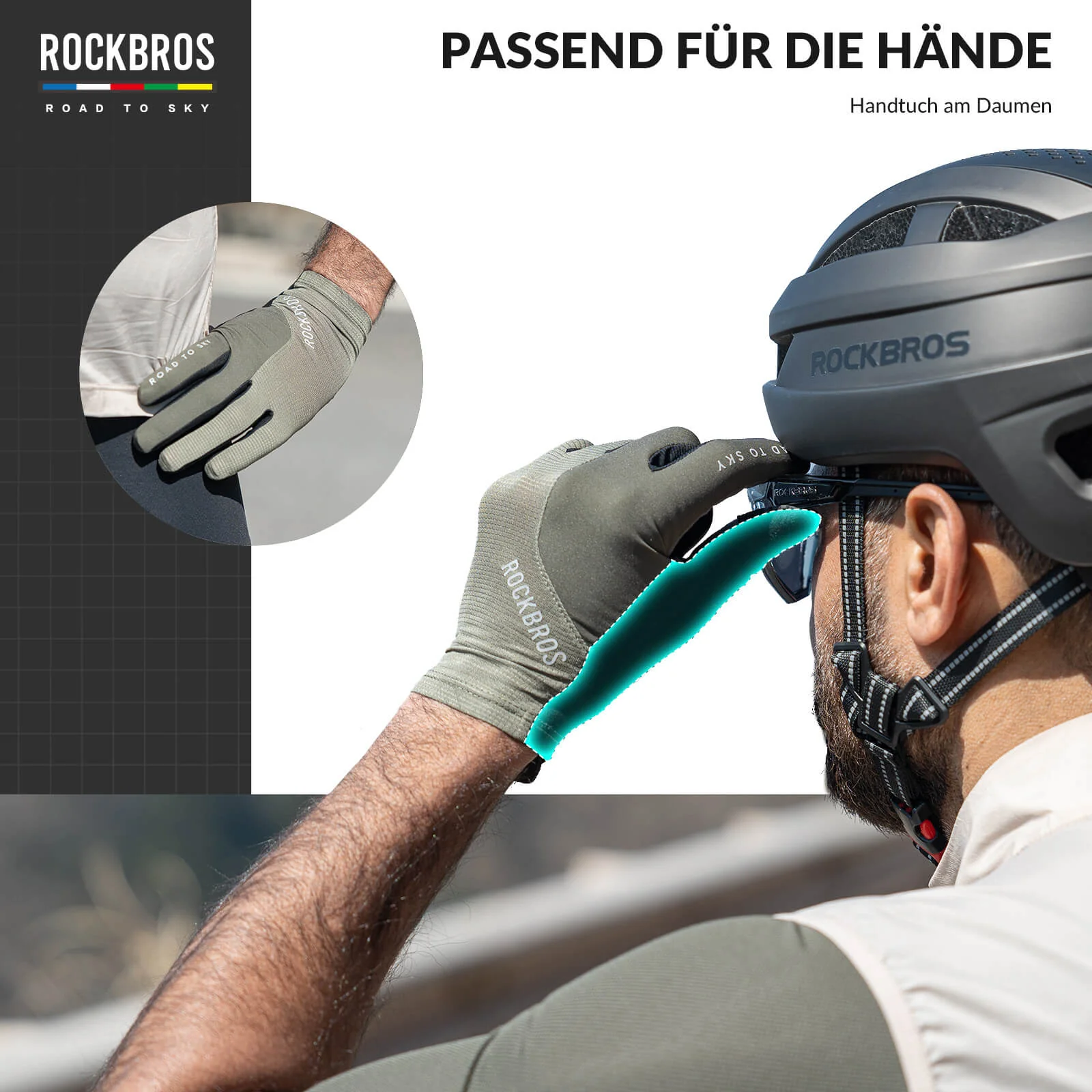 ROAD TO SKY Fahrradhandschuhe mit Touchscreen Atmungsaktiv Herren/Damen - Image 10