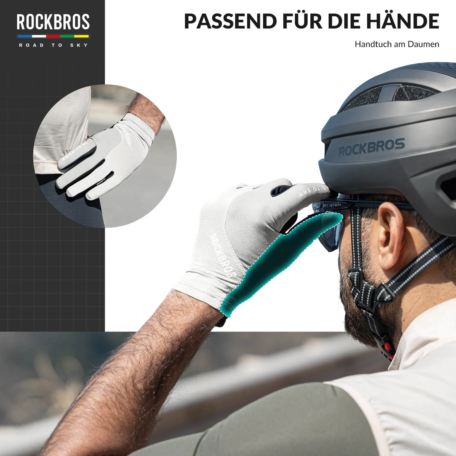 ROAD TO SKY Fahrradhandschuhe mit Touchscreen Atmungsaktiv Herren/Damen - Image 4