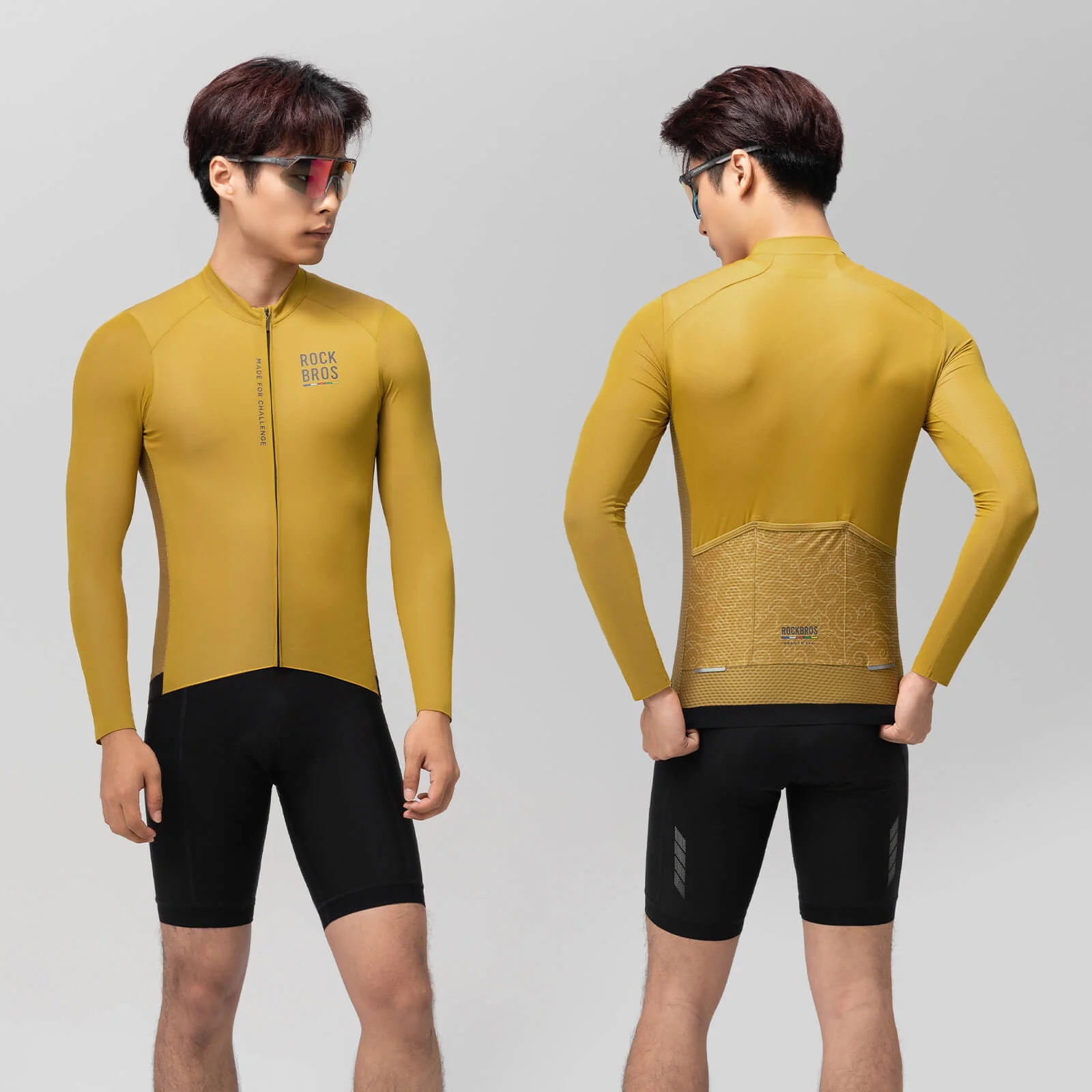 ROAD TO SKY Langarm-Radtrikot Herren Jersey Gelb/Blau - Image 3