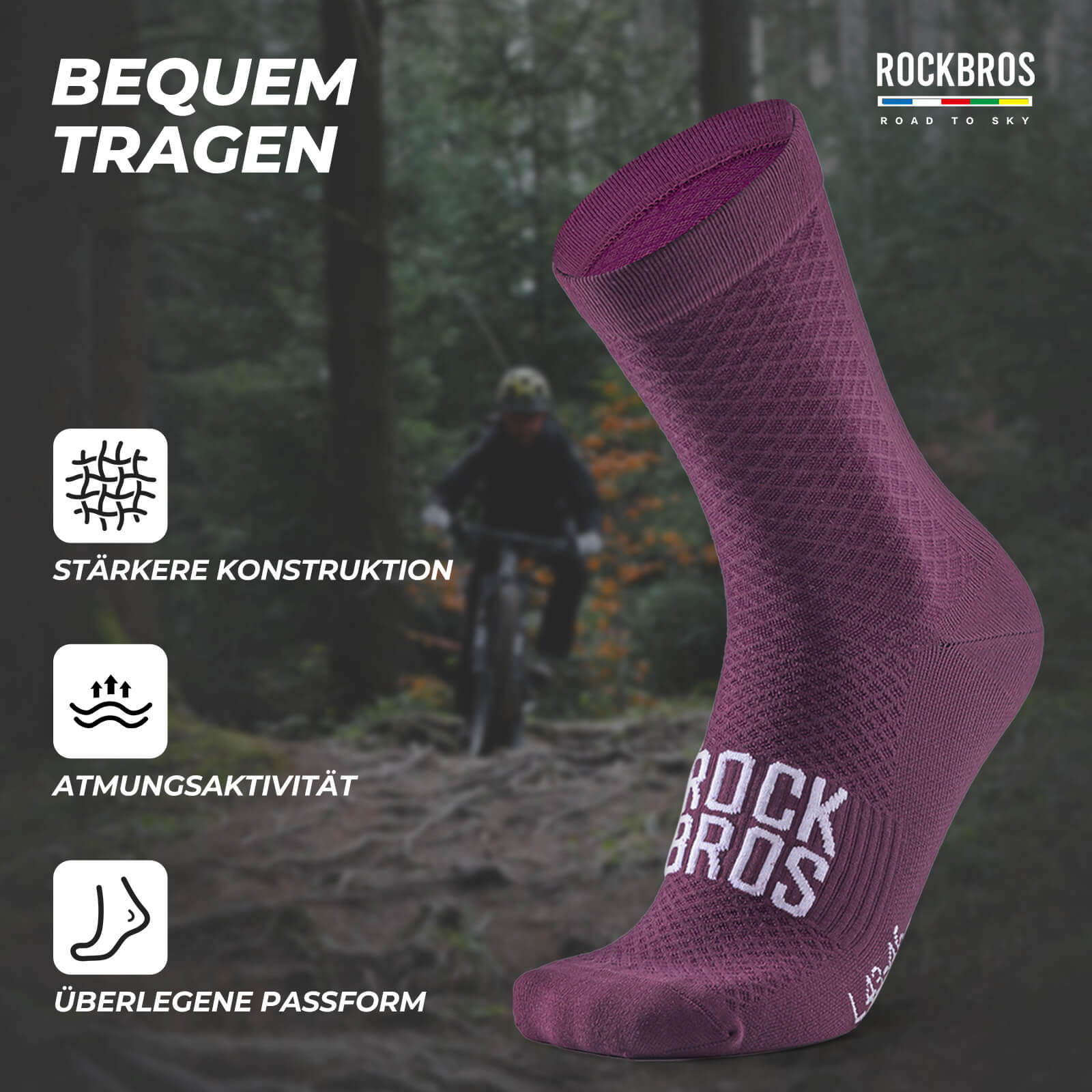 ROAD TO SKY Sportsocken Baumwolle Atmungsaktive Laufsocken für MTB & Rennrad - Image 12