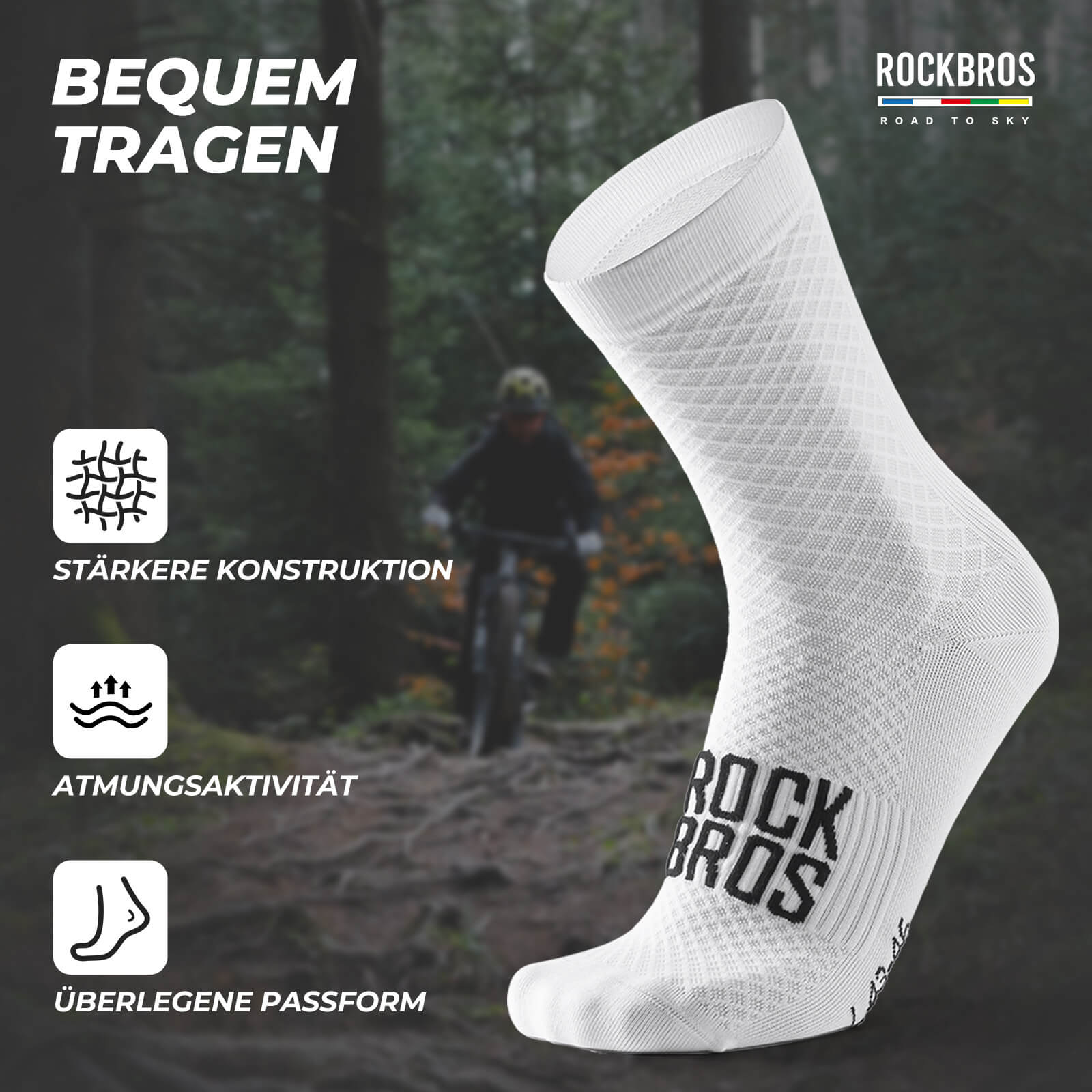 ROAD TO SKY Sportsocken Baumwolle Atmungsaktive Laufsocken für MTB & Rennrad - Image 13