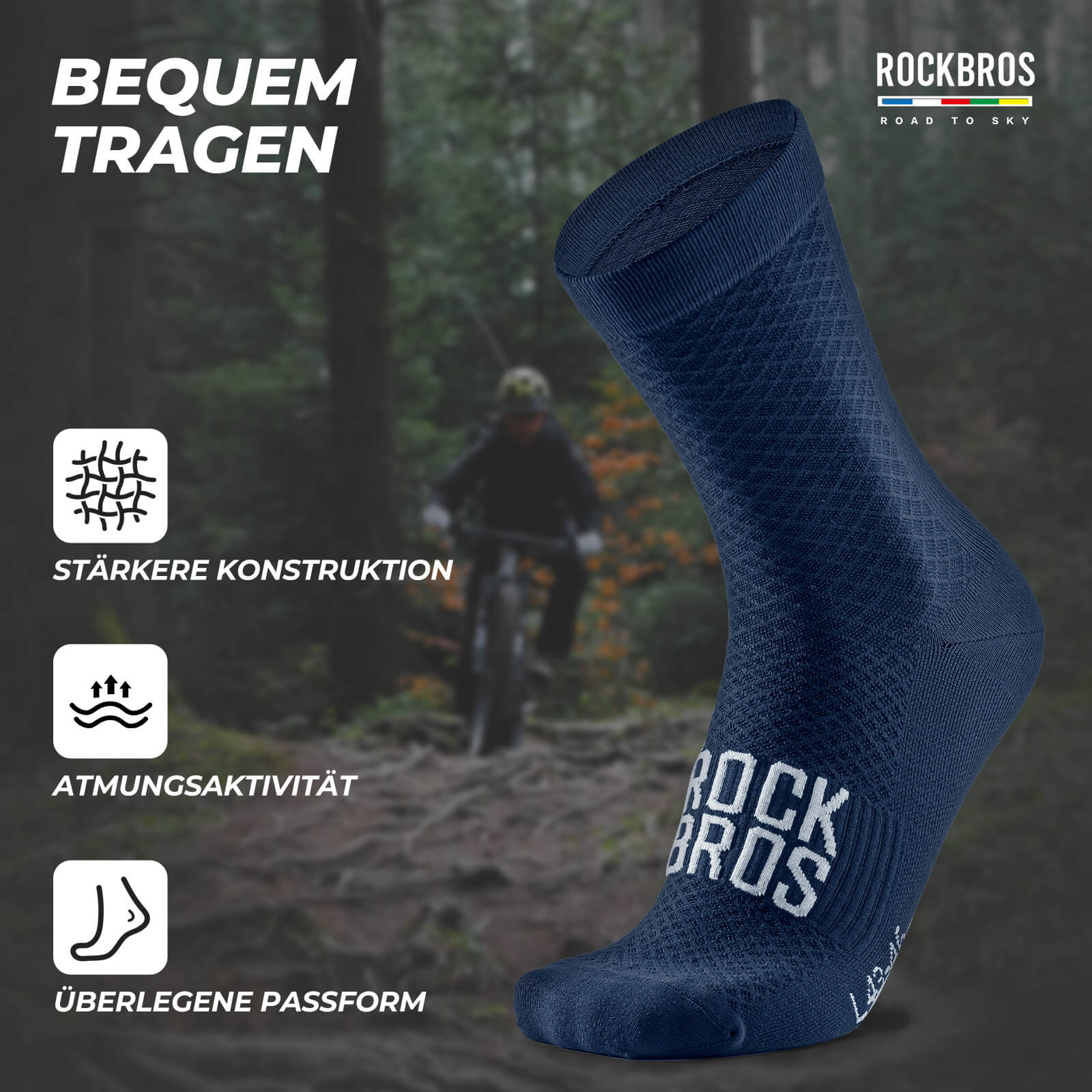 ROAD TO SKY Sportsocken Baumwolle Atmungsaktive Laufsocken für MTB & Rennrad - Image 18
