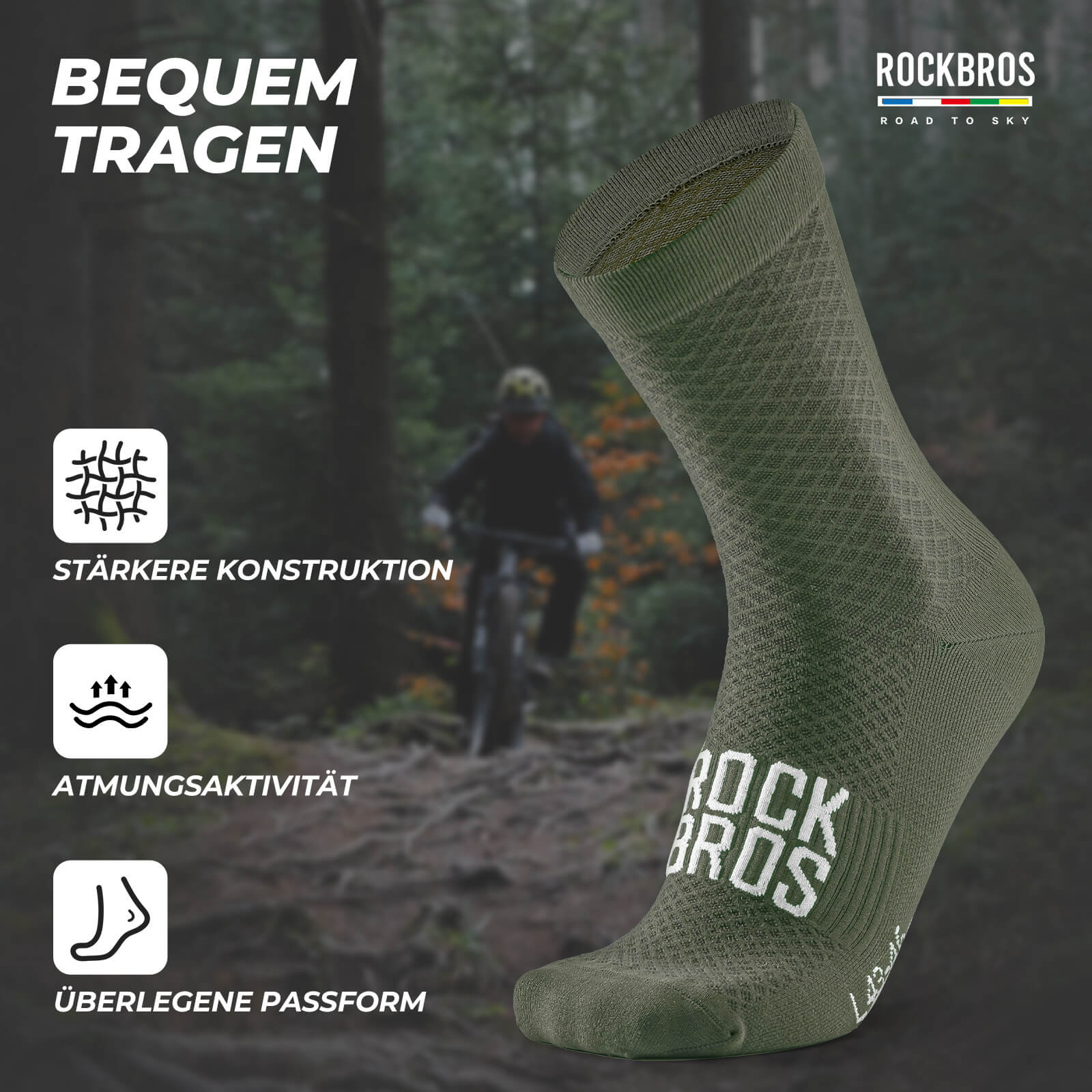 ROAD TO SKY Sportsocken Baumwolle Atmungsaktive Laufsocken für MTB & Rennrad - Image 19