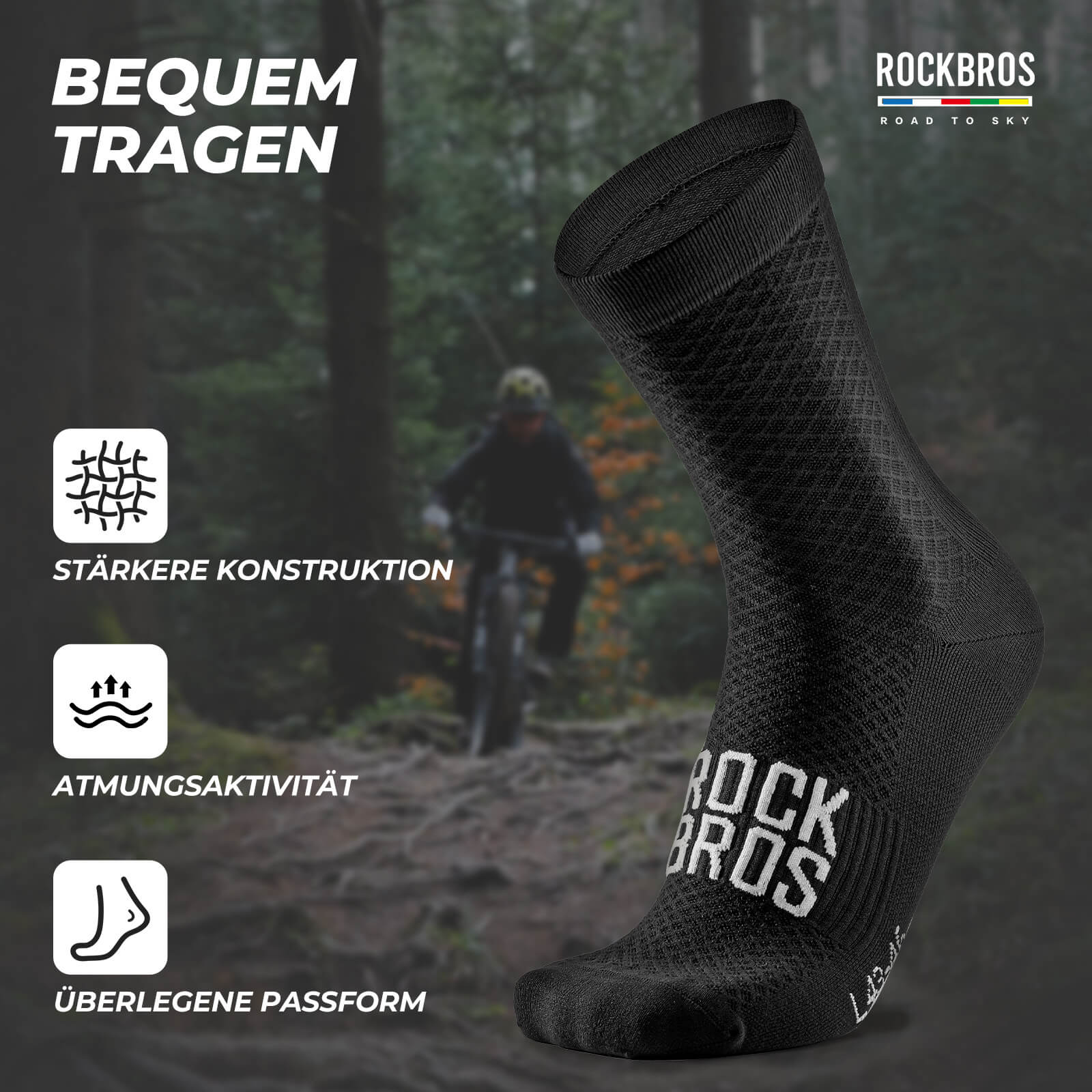 ROAD TO SKY Sportsocken Baumwolle Atmungsaktive Laufsocken für MTB & Rennrad - Image 20