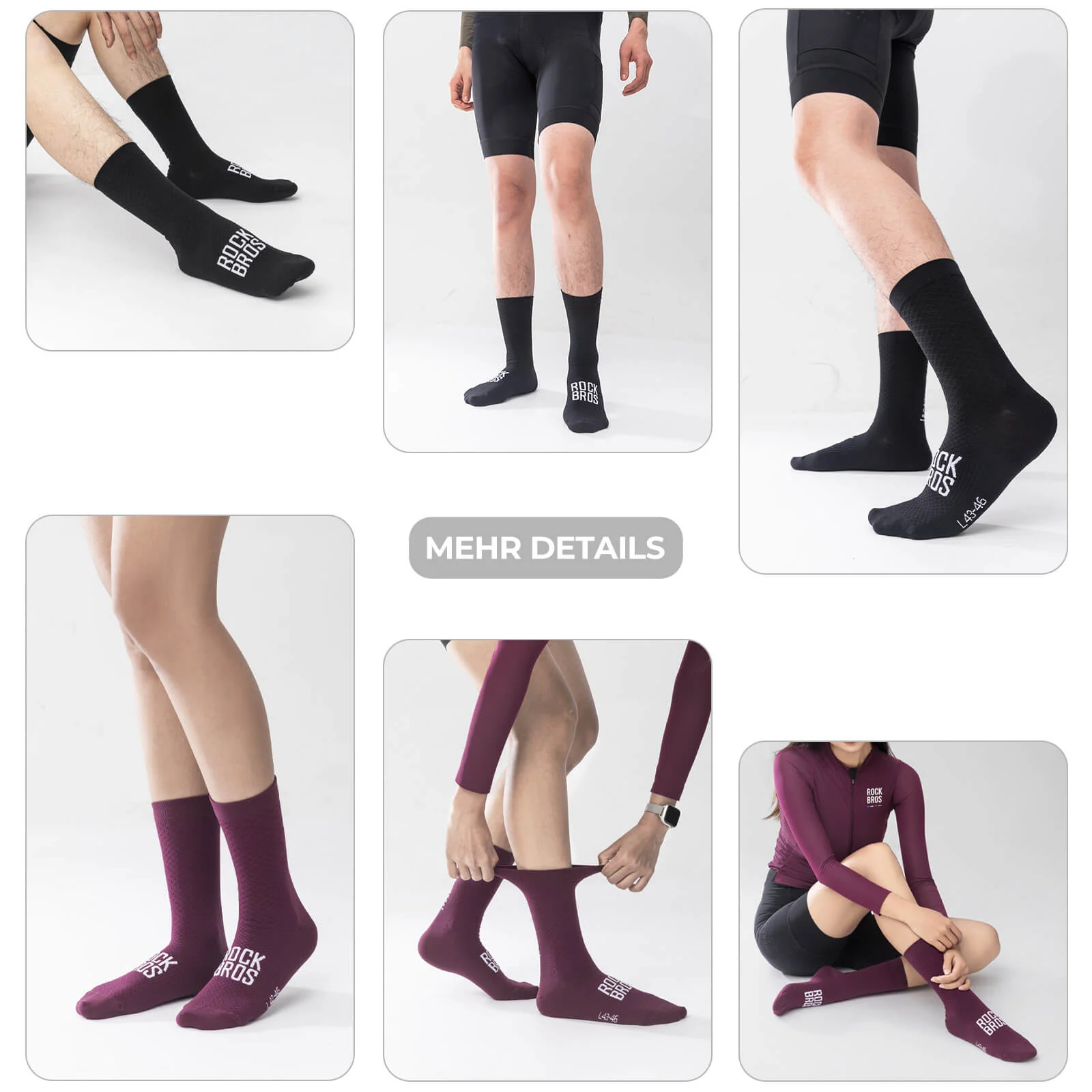 ROAD TO SKY Sportsocken Baumwolle Atmungsaktive Laufsocken für MTB & Rennrad - Image 3