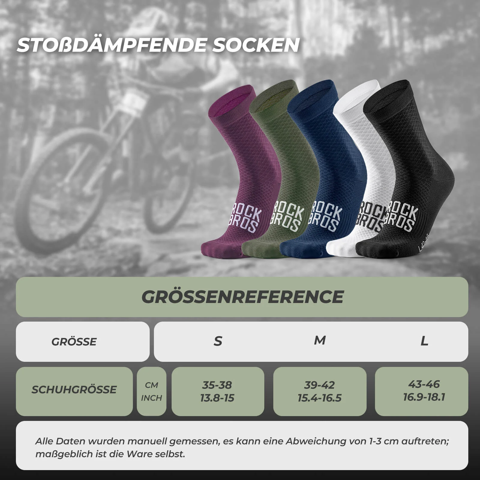 ROAD TO SKY Sportsocken Baumwolle Atmungsaktive Laufsocken für MTB & Rennrad - Image 4