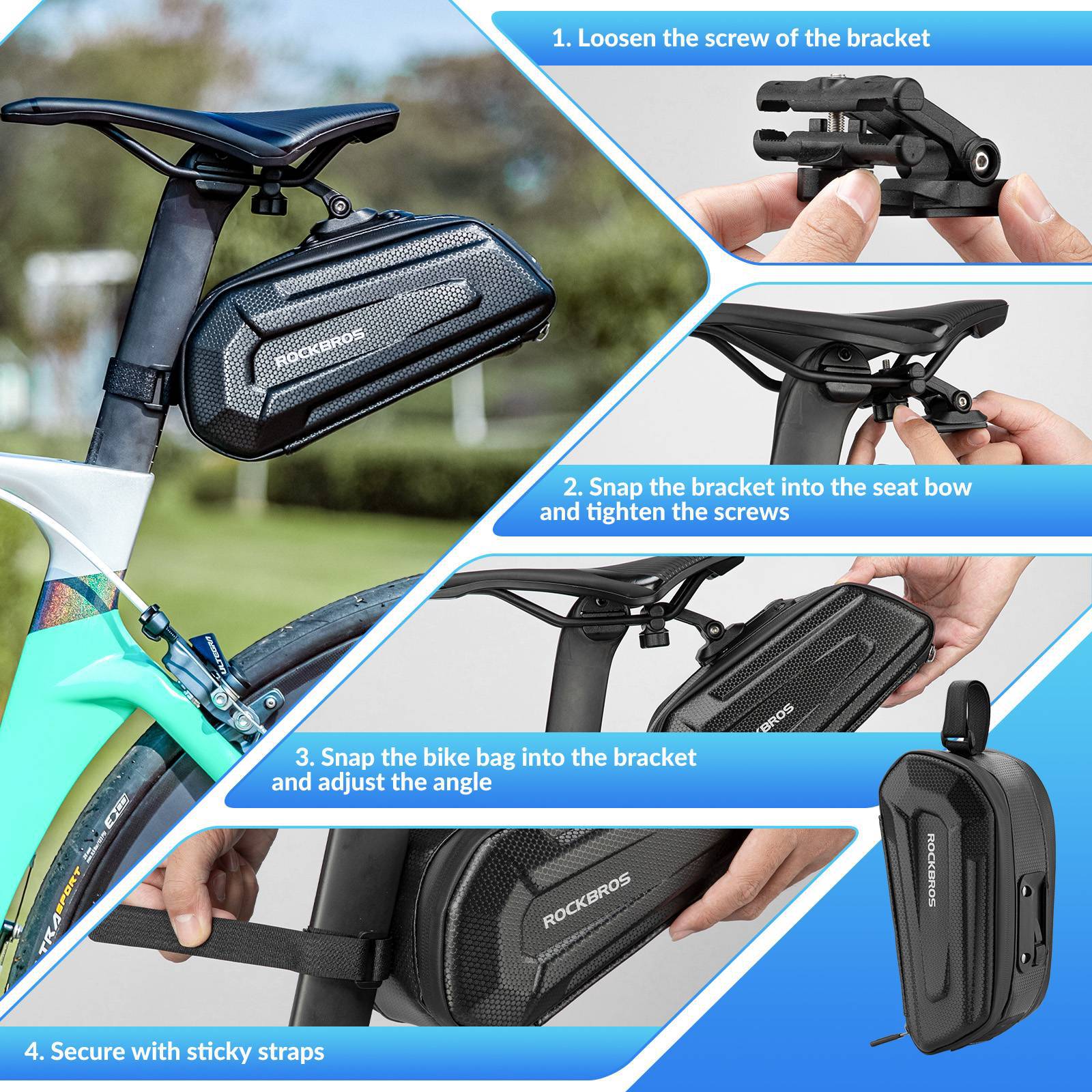 ROCKBROS 3D Hard Shell Fahrrad Satteltasche mit Schnellverschluss 1,8L - Image 7