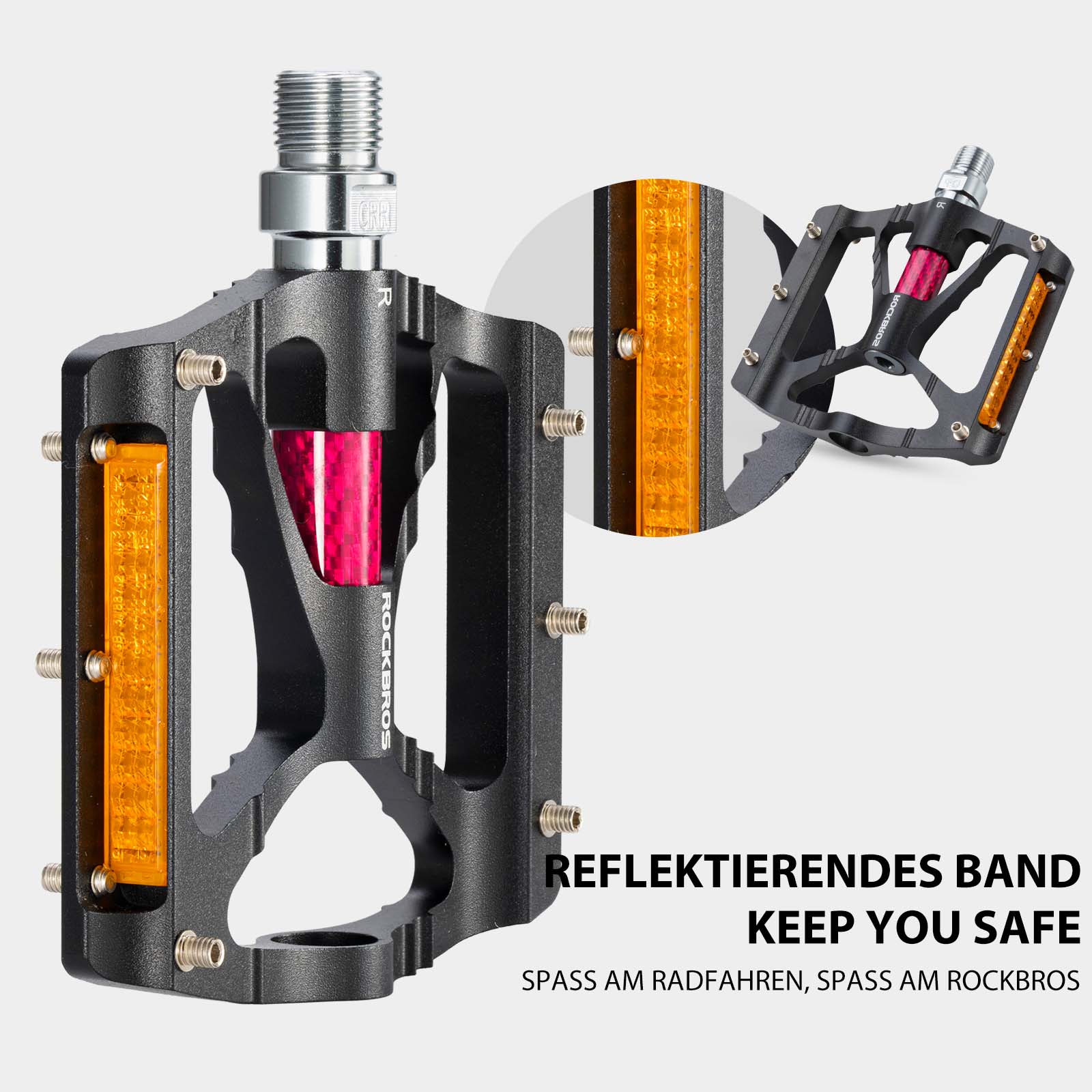 ROCKBROS Alu Fahrradpedale 9/16 Zoll mit zwei PVC Reflektoren - Image 12