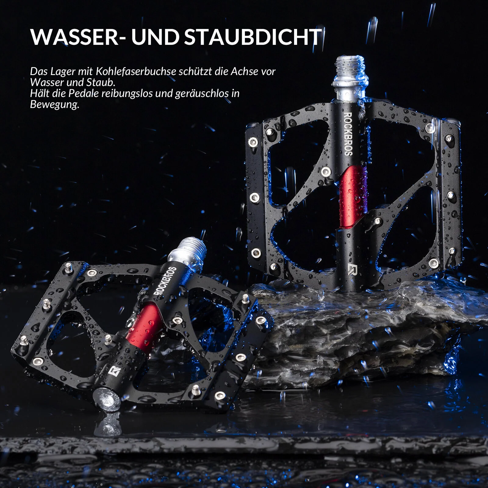 ROCKBROS Aluminium Pedale Leicht Staubdicht mit Antirutschstiften - Image 6