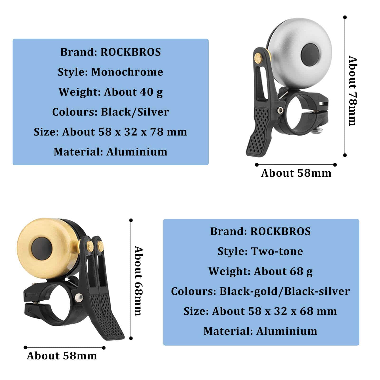 ROCKBROS Classic Brass Fahrradklingel Mini Fahrradglocken 1-2 Ringtone - Image 11