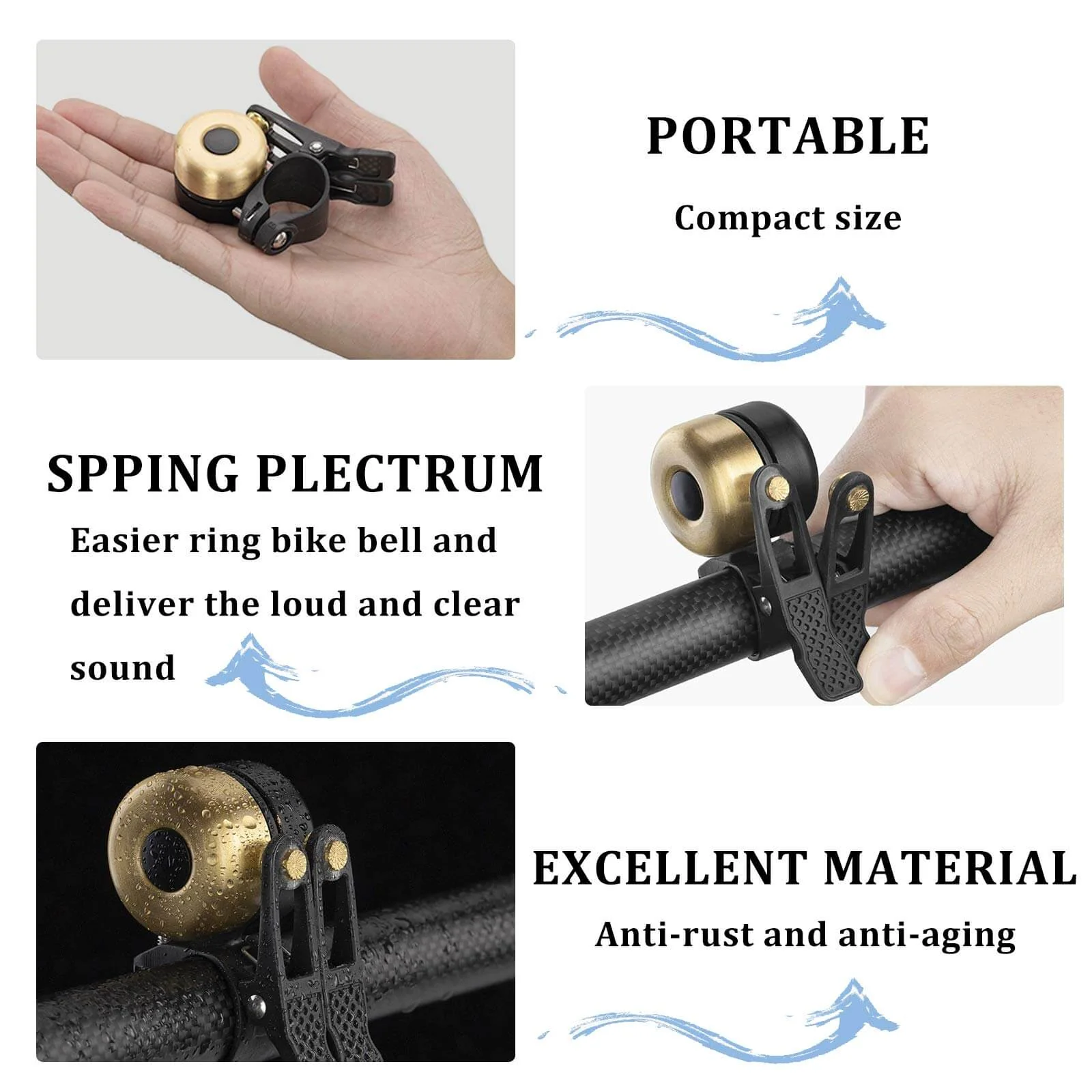 ROCKBROS Classic Brass Fahrradklingel Mini Fahrradglocken 1-2 Ringtone - Image 8