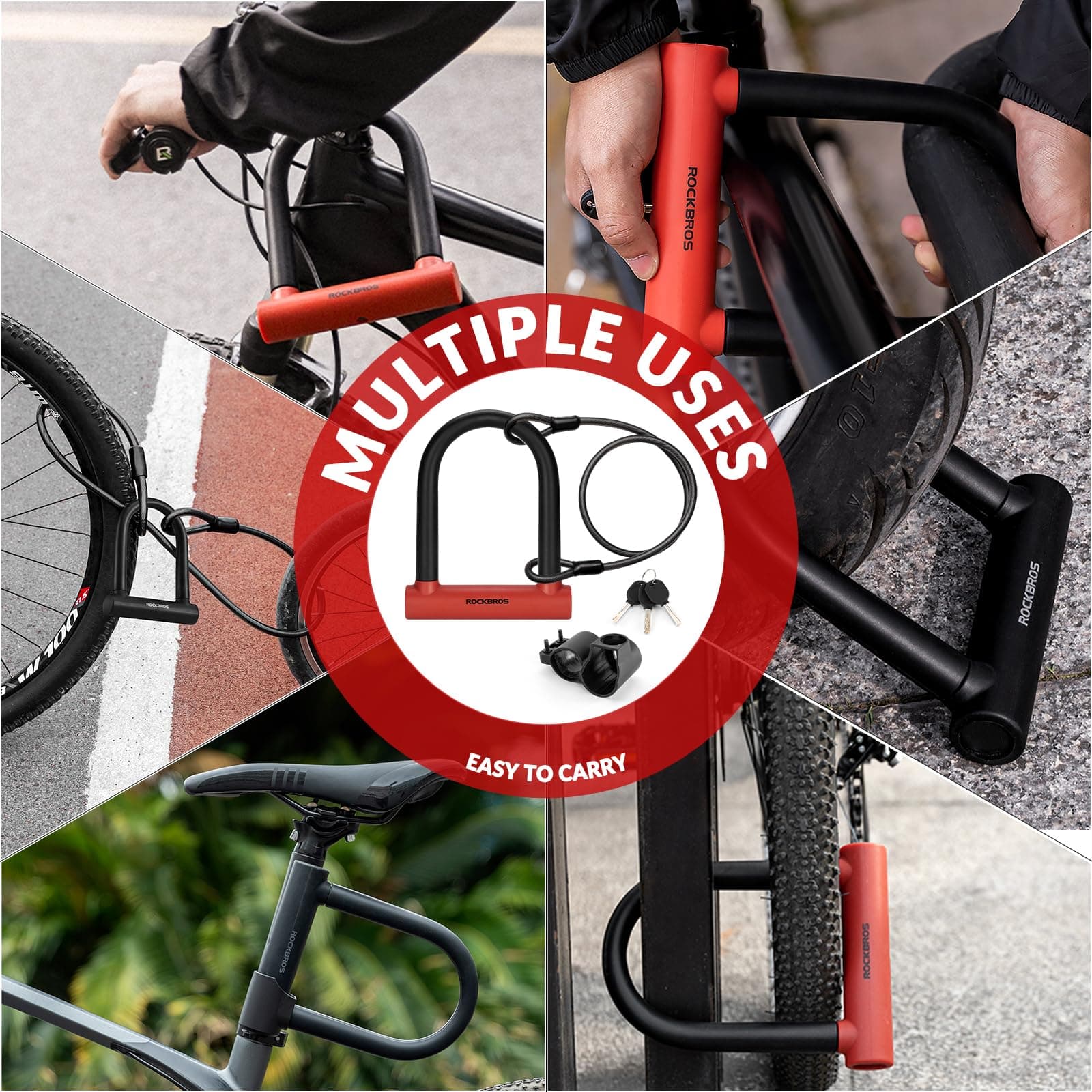 ROCKBROS Fahrrad Bügelschloss für Fahrräder & Motorräder aus legiertem - Image 9
