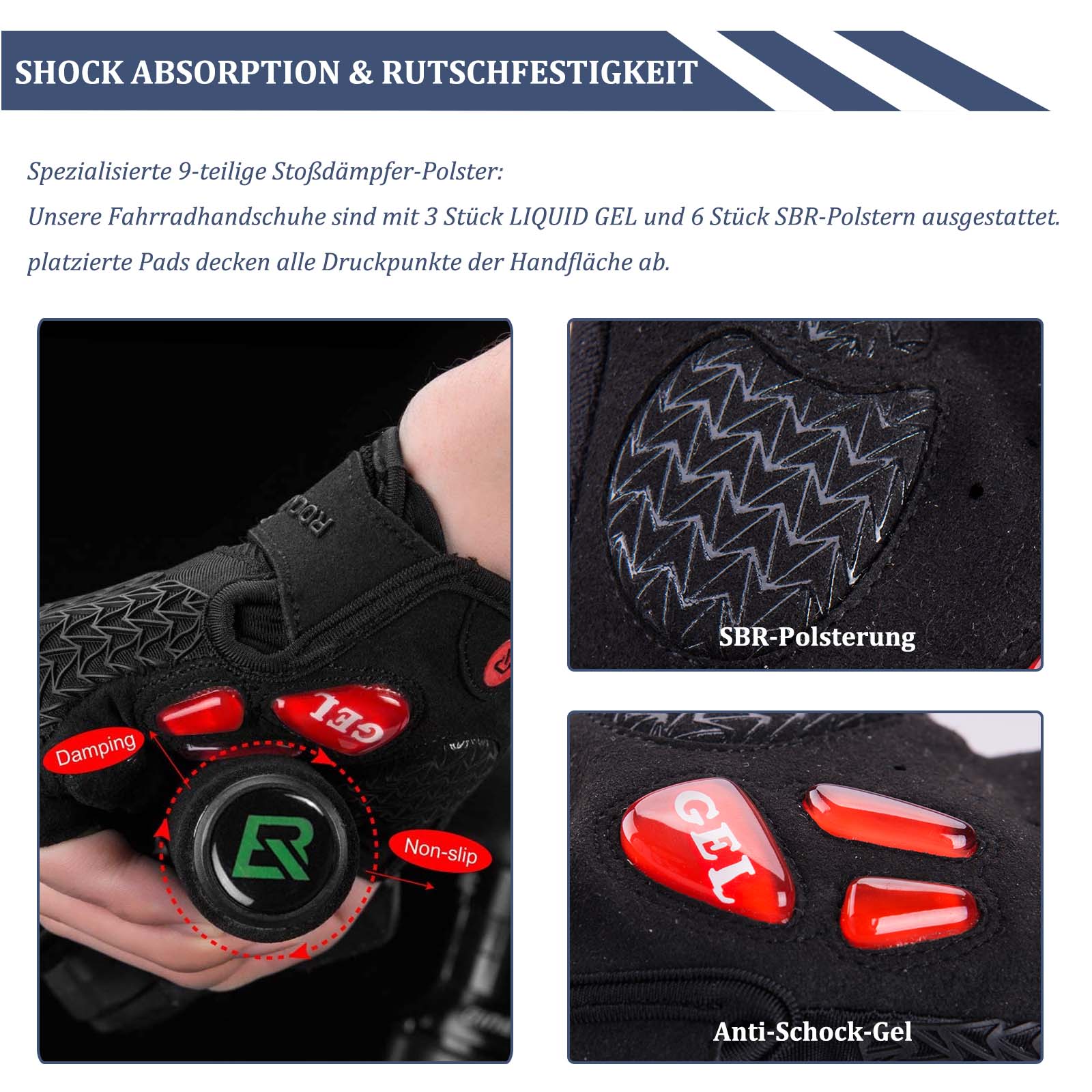 ROCKBROS Fahrrad Handschuhe Damen Herren Halbfinger Fahrradhandschuhe - Image 4