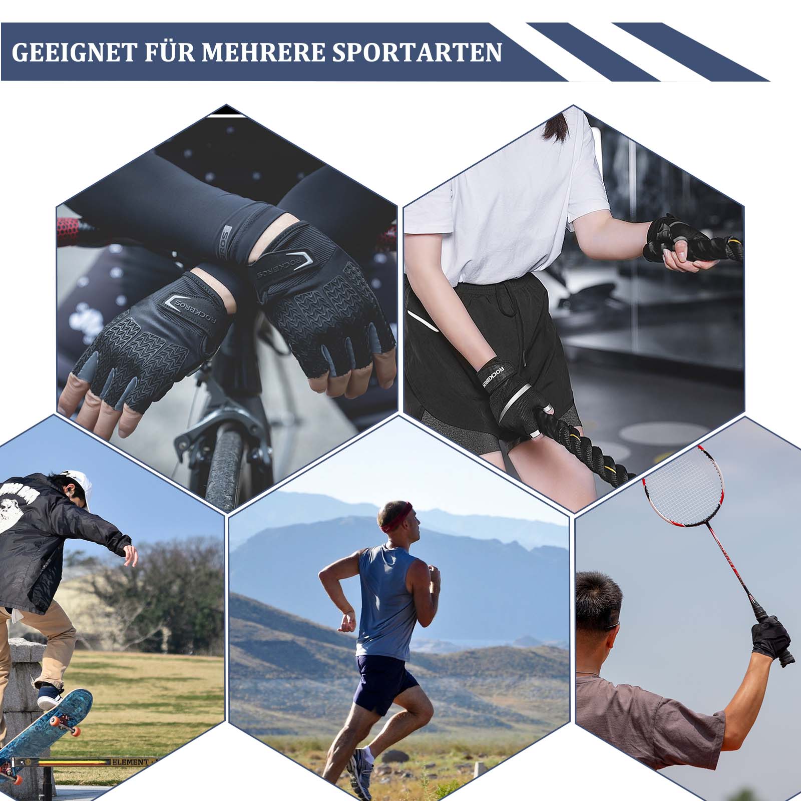 ROCKBROS Fahrrad Handschuhe Damen Herren Halbfinger Fahrradhandschuhe - Image 6