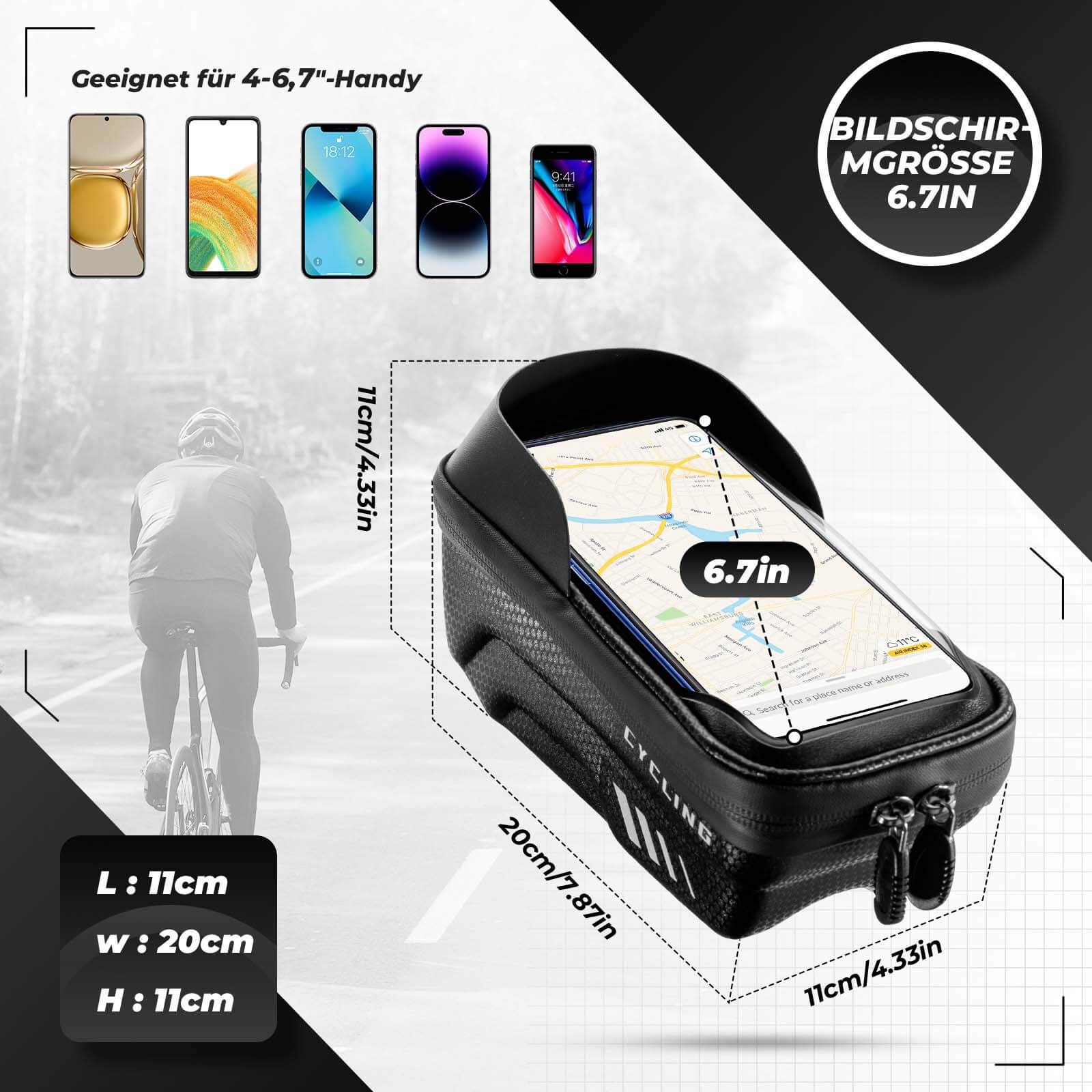 ROCKBROS Fahrrad Handytasche Handyhalterung mit Touchscreen 6.7 Zoll - Image 3