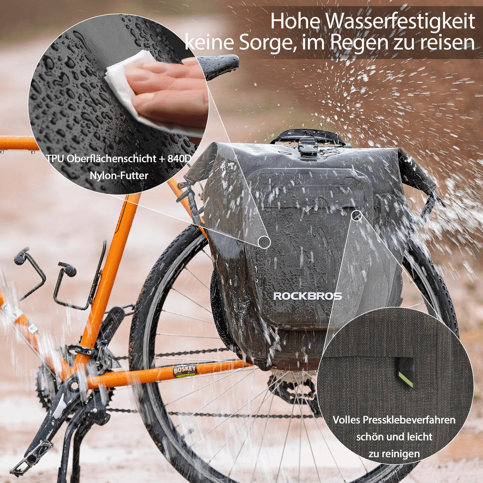 ROCKBROS Fahrrad hinter Gepäckträgertasche wasserdicht 20-27L für E-Bike/Rennrad/MTB - Image 8